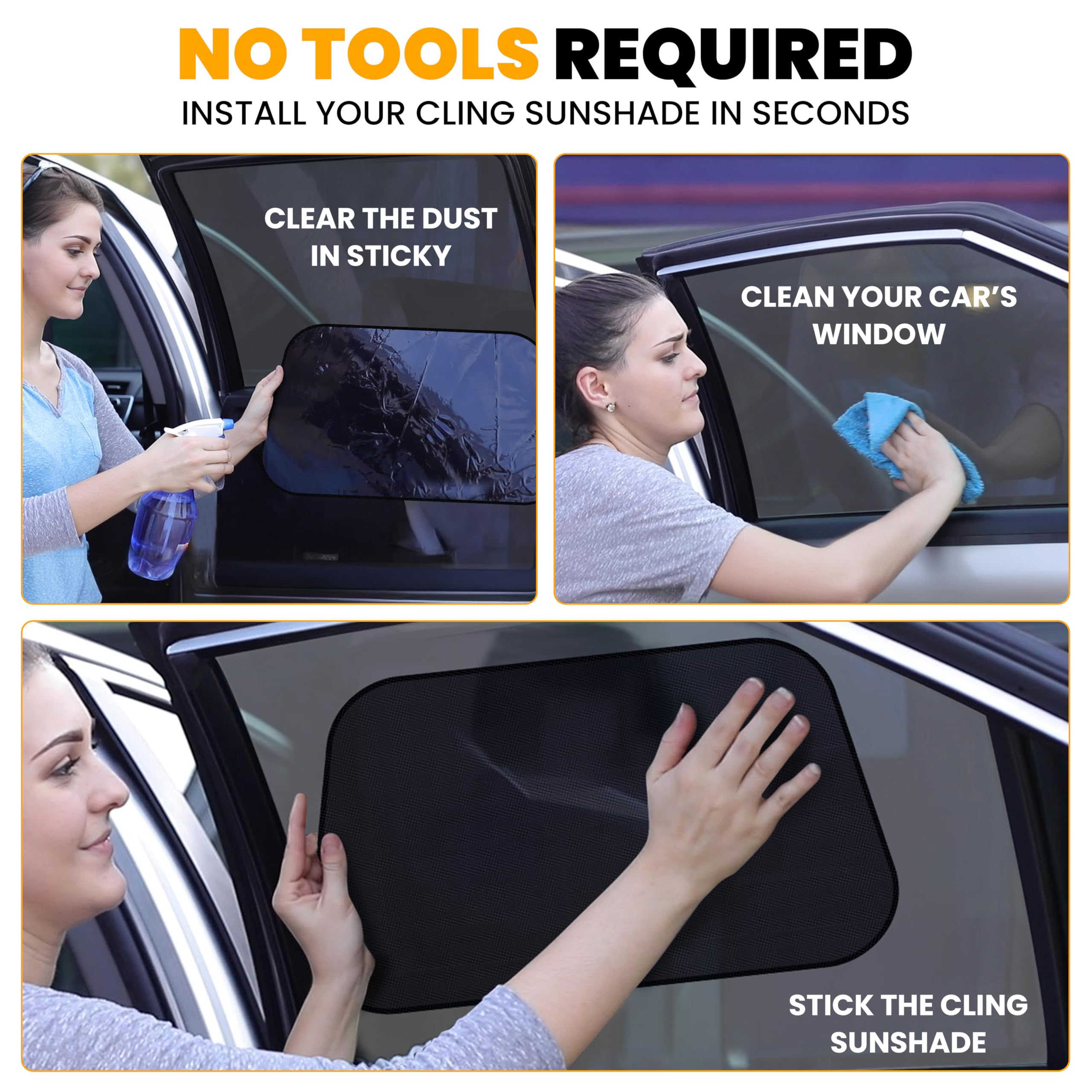 Car Window Shades for Baby (2 Pack Transparent) | EcoNour Sun Protection for Car Side Windows