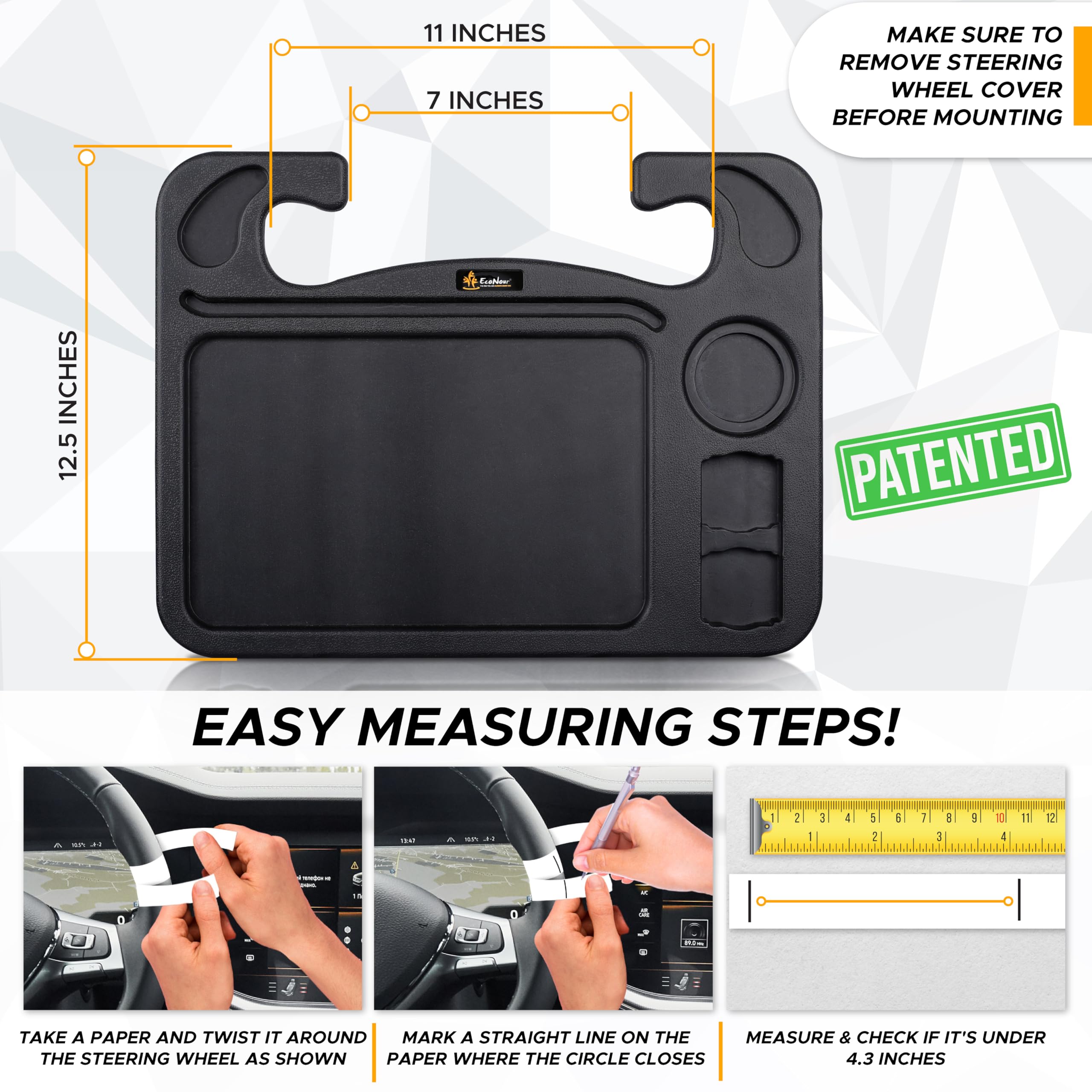 4 in 1 Car Steering Wheel Tray EcoNour Upgraded 2024 Travel Accessory