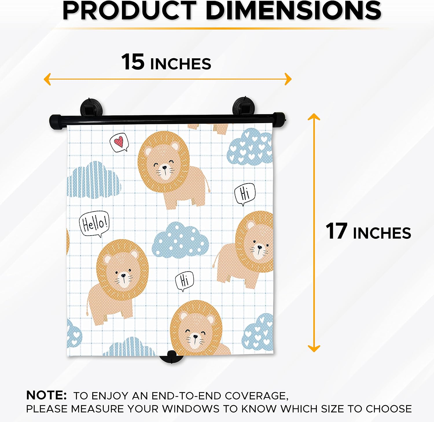 EcoNour Car Window Shade for Baby (2 Pack) | Retractable Printed Car Window Screen for Complete Protection | Enchanting Lions Prints (15