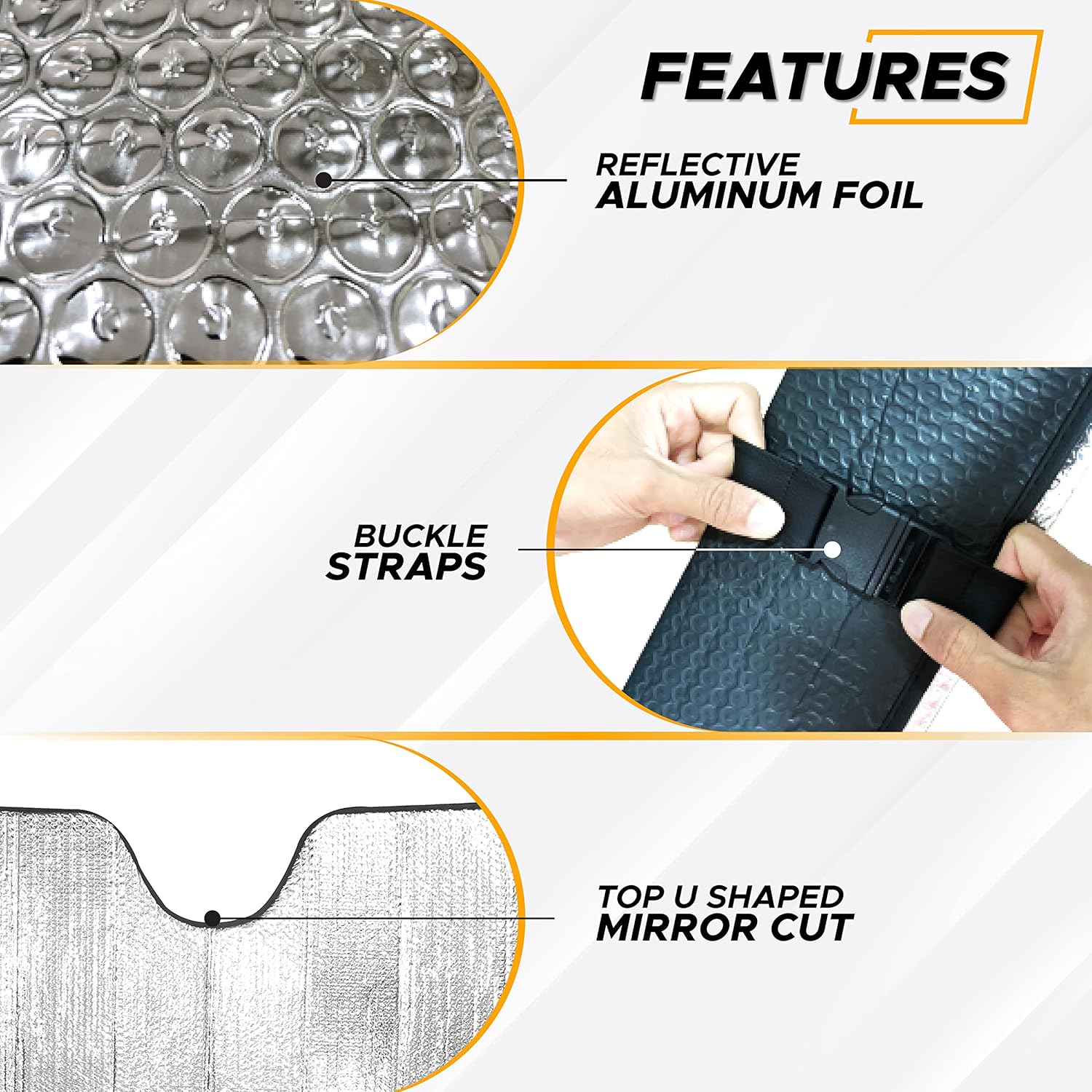 EcoNour Accordion Sun Shade for Car | Car Shade Front Windshield to Block Harmful UV Rays | Automotive Window Sunshades to Keep Your Car Cool | Car Shield for Sun Heat | Large (28