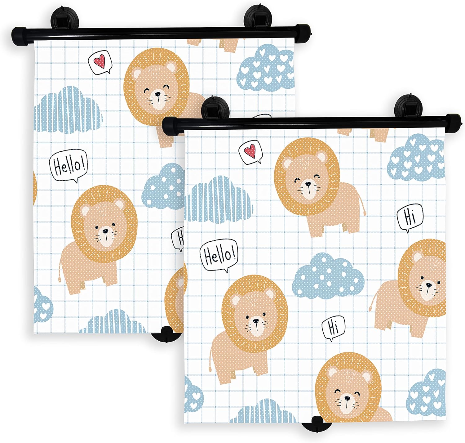EcoNour Car Window Shade for Baby (2 Pack) | Retractable Printed Car Window Screen for Complete Protection | Enchanting Lions Prints (15