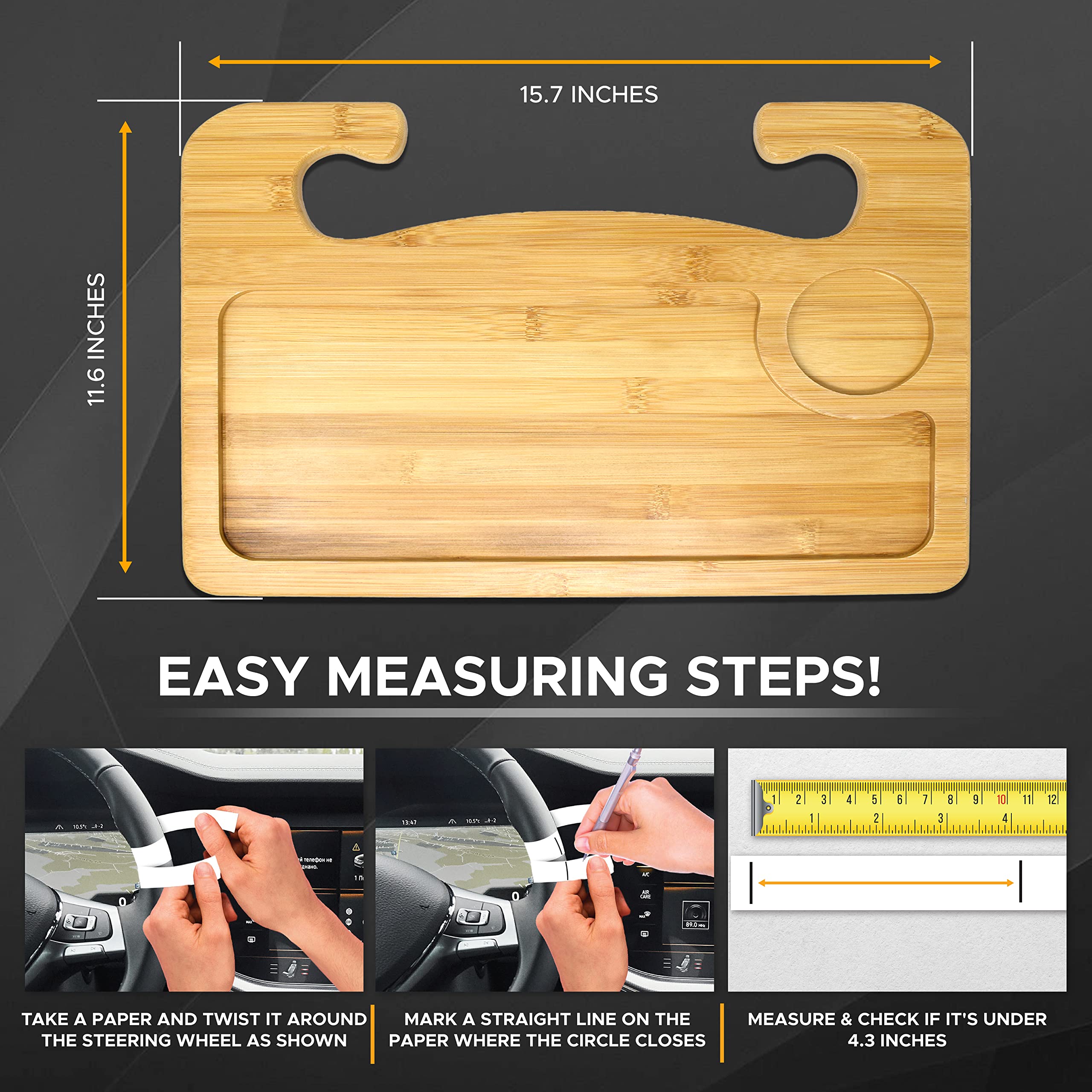 2 in 1 Car Steering Wheel Desk EcoNour Lightweight for Truck Drivers