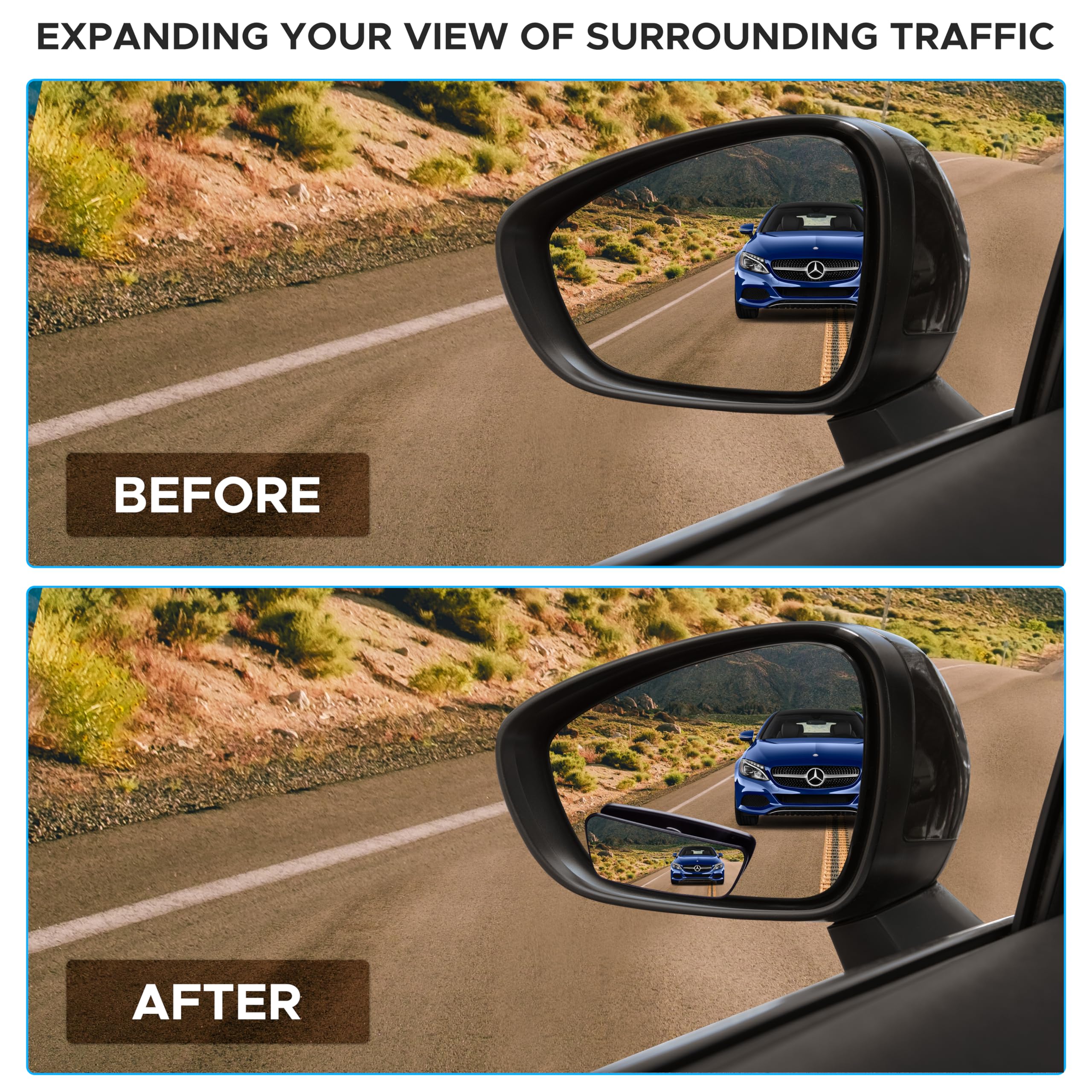 Car blind spot mirror 2 pack EcoNour adjustable side mirror extension