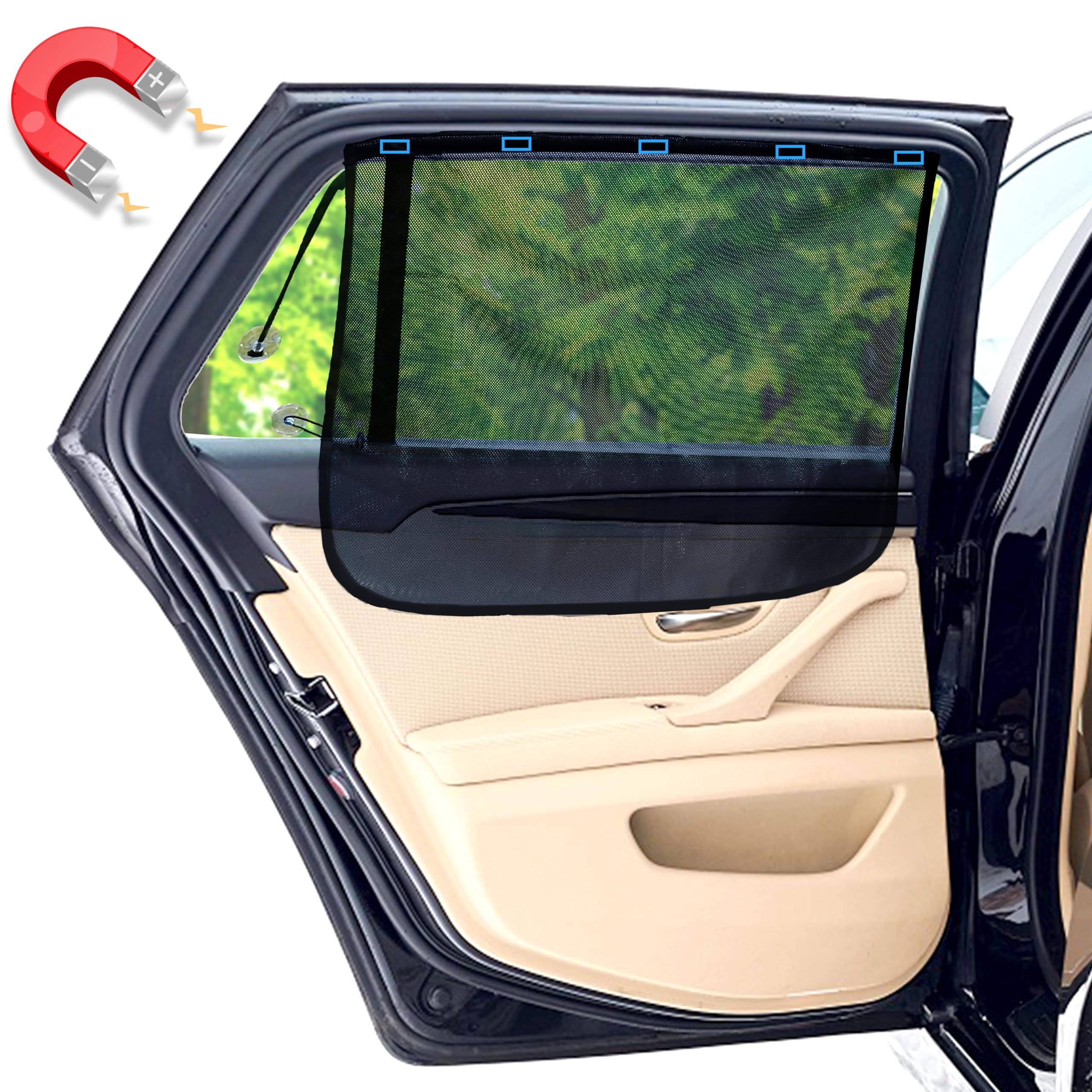 EcoNour Magnetic Car Sun Shade for Baby blocks UV rays and glare on side windows