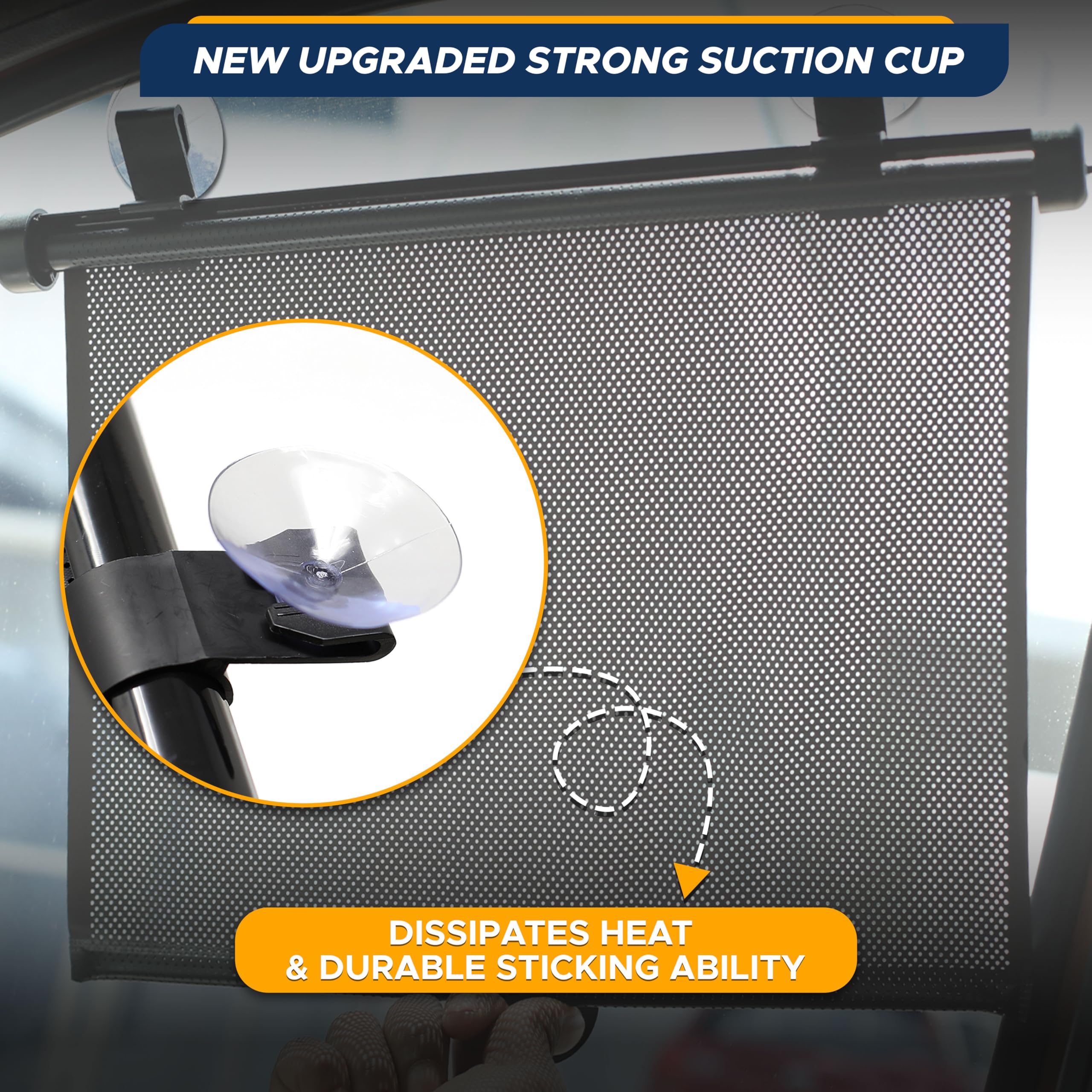 Car window shades for baby EcoNour large clips and suction cups for durability