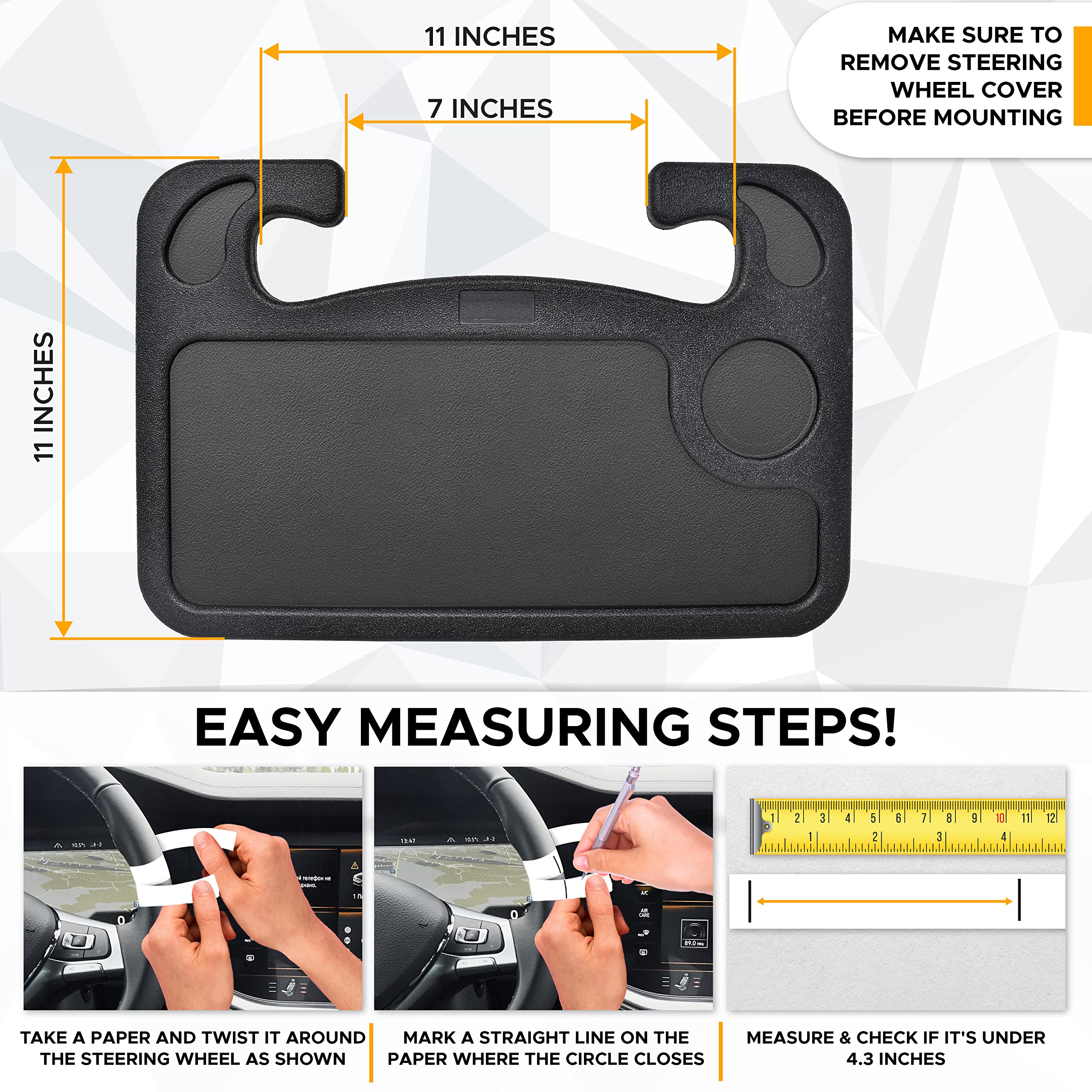 2 in 1 Car Steering Wheel Desk EcoNour Universal Fit Car Tray