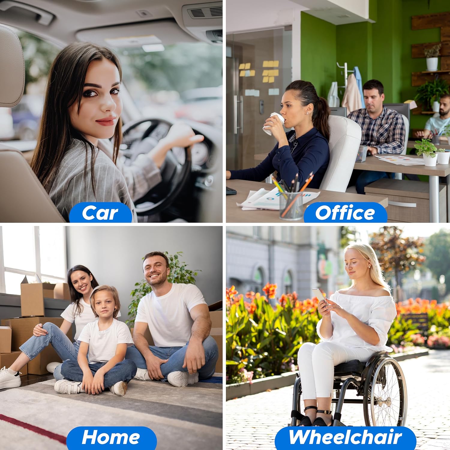 EcoNour Gel Seat Cushion for Pain Relief - Blue | Removable Double-Layer Honeycomb Design for Tailbone & Sciatica Relief | Durable, Breathable & Washable Cover Cushion for Office, Car and Wheelchair