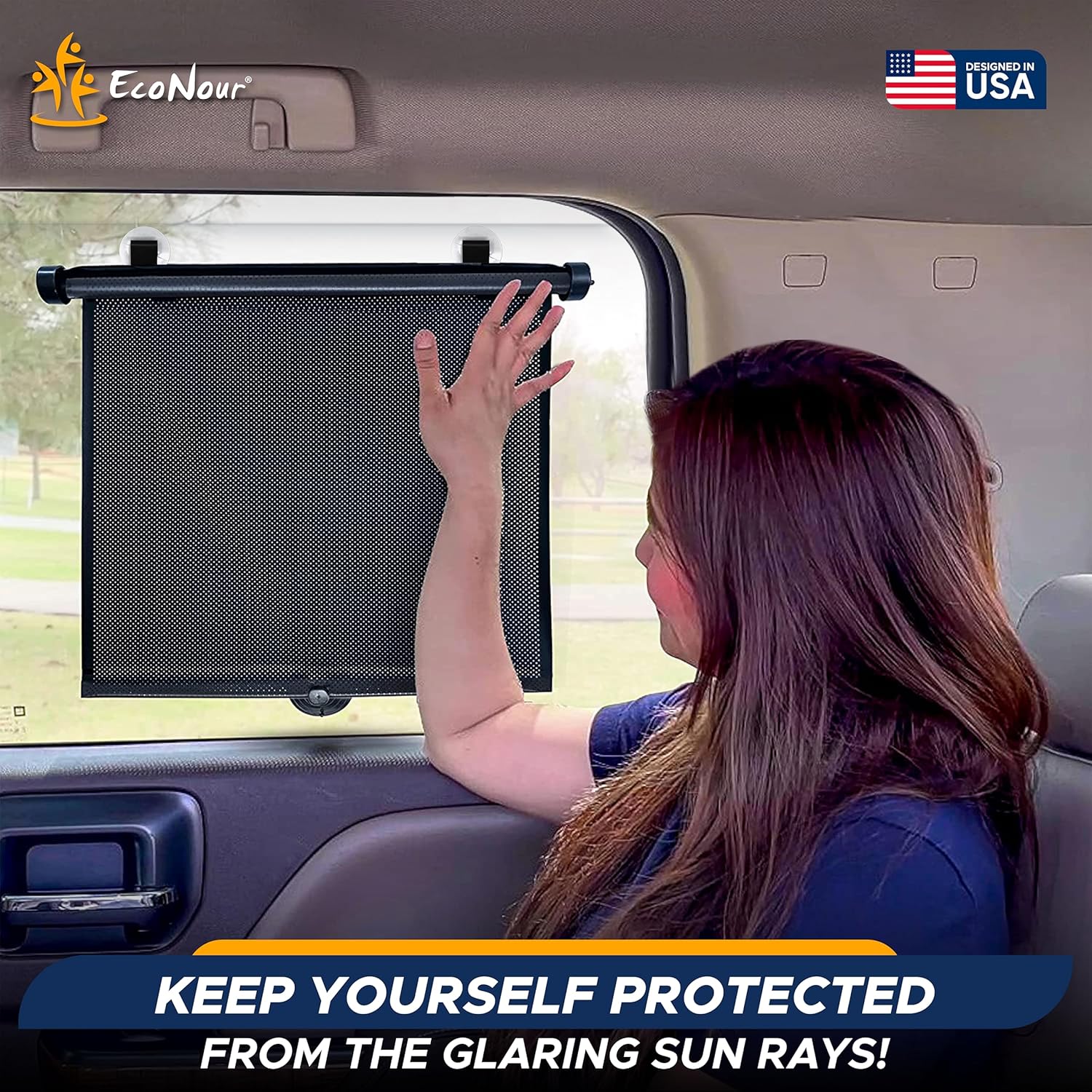 EcoNour Car Window Shades for Baby (2 Pack) 2024 Updated | Car Shades for Side Window | Comes with Enhanced Suction Cups & Large Clips for Durability | Baby Car Accessories (15