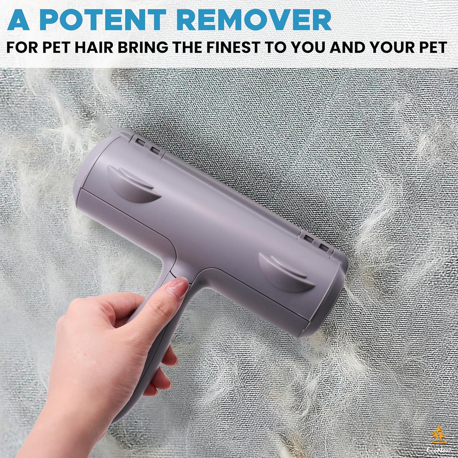 EcoNour Pet Hair Remover Roller | Cat & Dog Hair Remover | Resuable Pet Hair Remover Brush | Self Clean Lint Roller for Pet Hair | Pet Hair and Fur Remover Tool | Dog & Cat Hair Remover Couch, Carpet