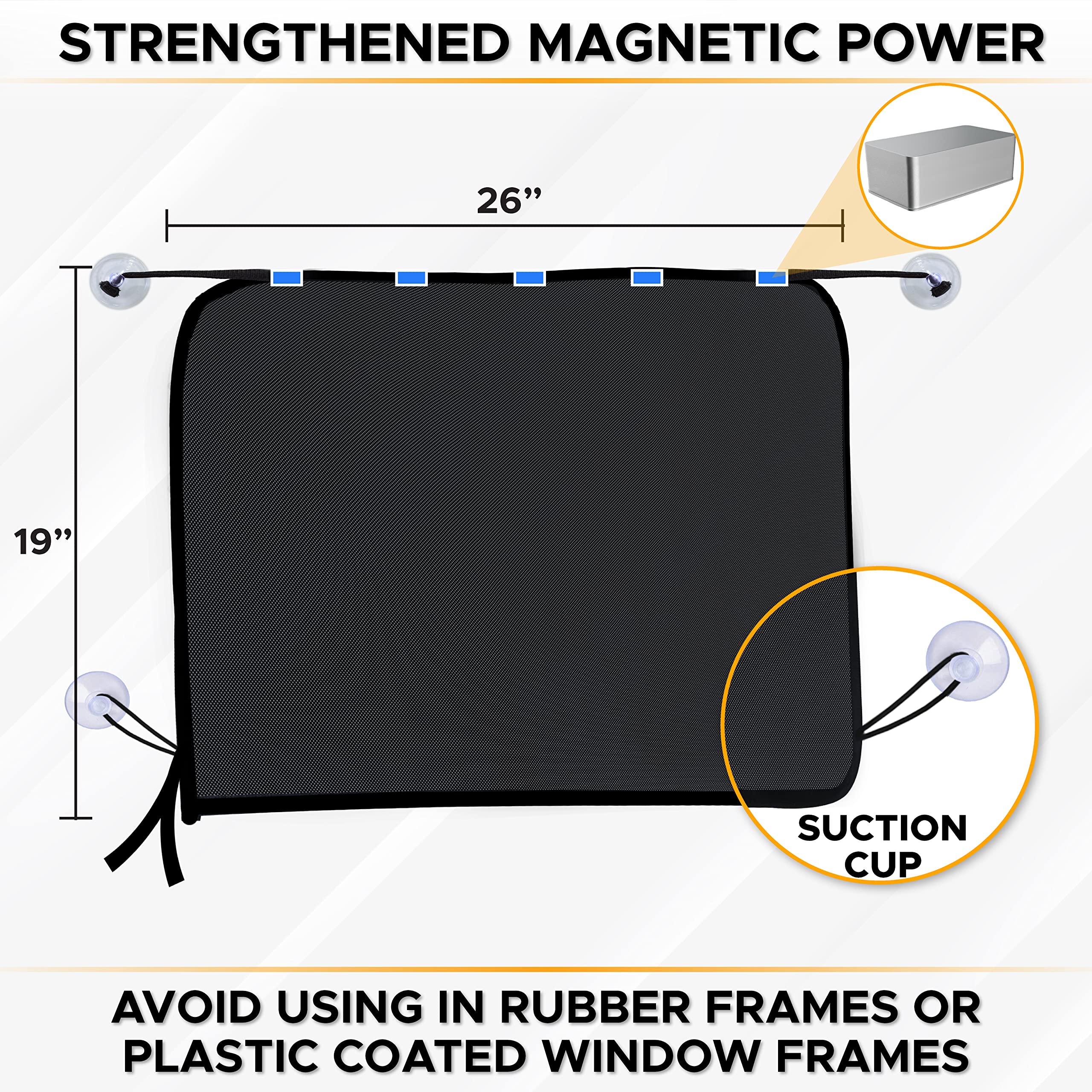 Magnetic Car Side Window Sun Shade by EcoNour, 26x19 inch sun blocker.