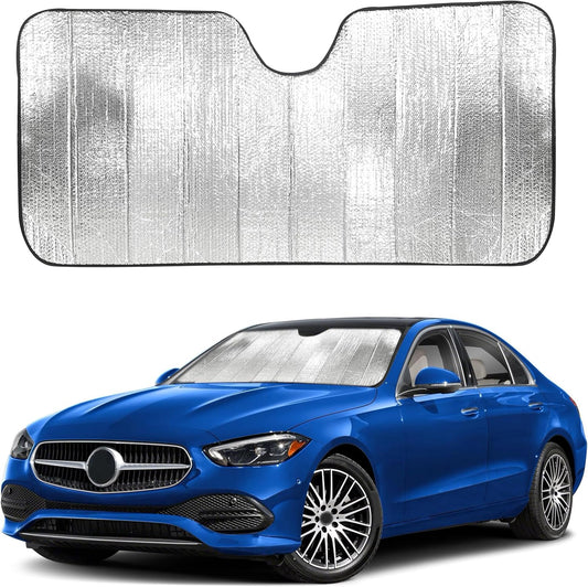EcoNour Accordion Sun Shade for Car | Car Shade Front Windshield to Block Harmful UV Rays | Automotive Window Sunshades to Keep Your Car Cool | Car Shield for Sun Heat | Small (56 inches x 26 inches)
