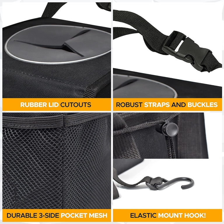 EcoNour 1.5 Gal Black Car Trash Can with lid for car interior