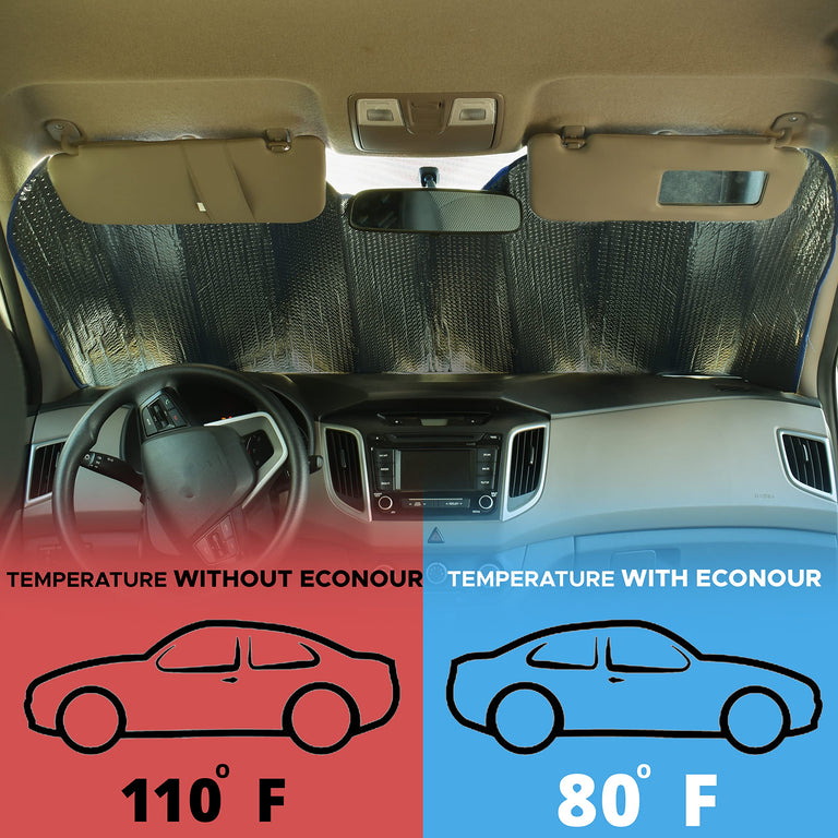 Accordion Car Windshield Sun Shade Blue EcoNour Keeps Interior Cool