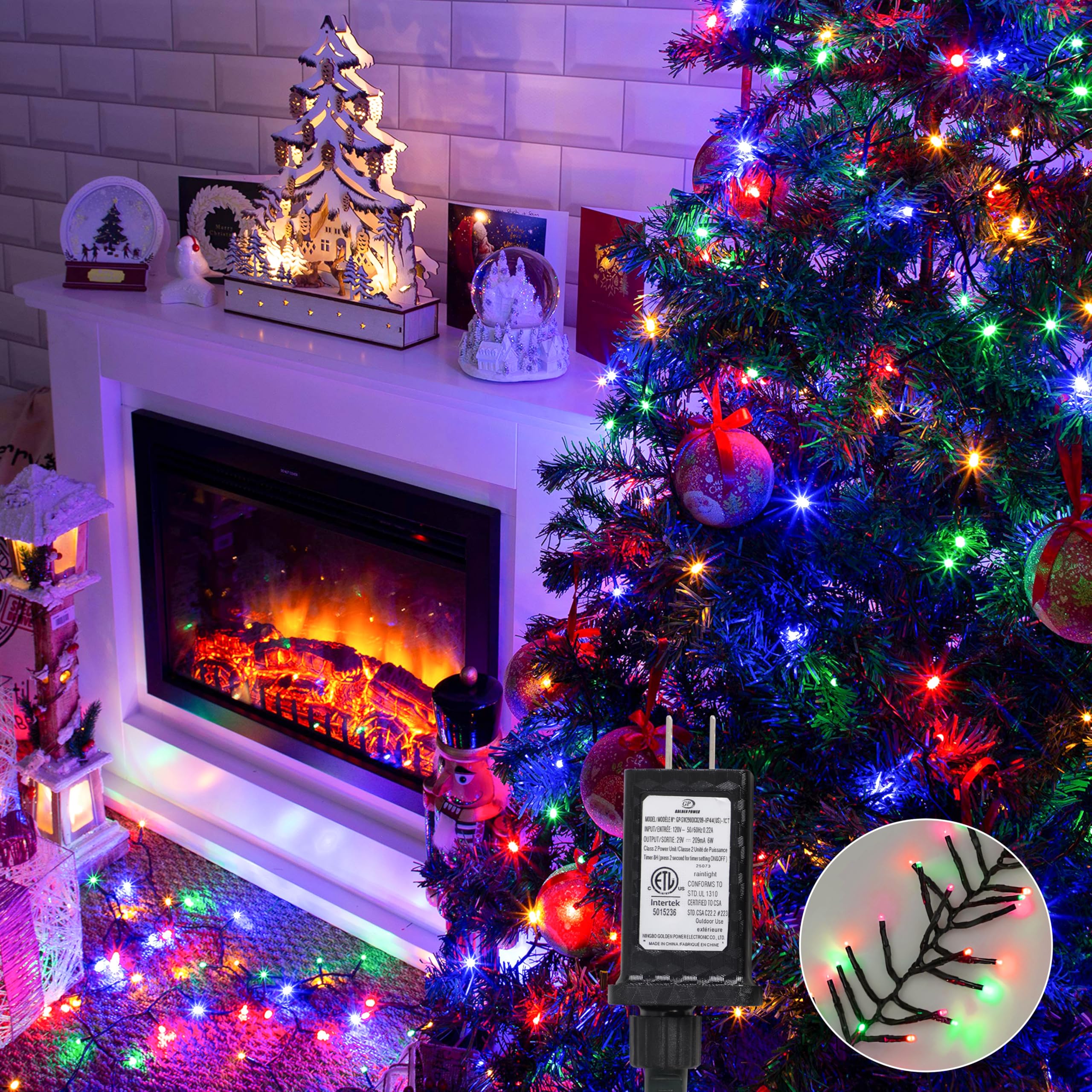 EcoNour 20Ft 480 LED Cluster Twinkle Lights for Christmas Tree, 8 Modes String Lights for Decoration with Timer and Memory Function, Ambient Warm White Fairy Lights for Magical Home & Garden Decor