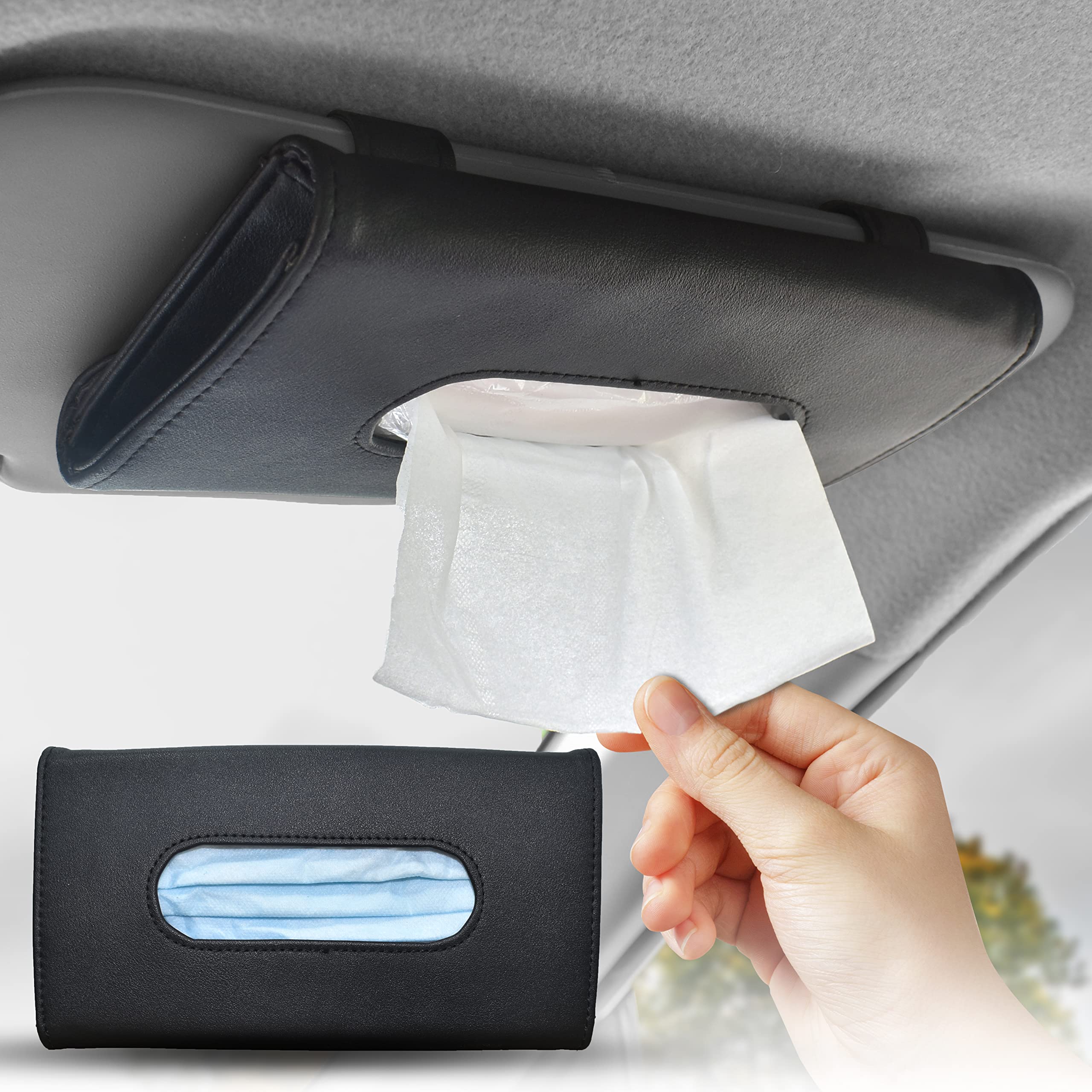 EcoNour Car Tissue Holder 9x5 inches black for sun visor