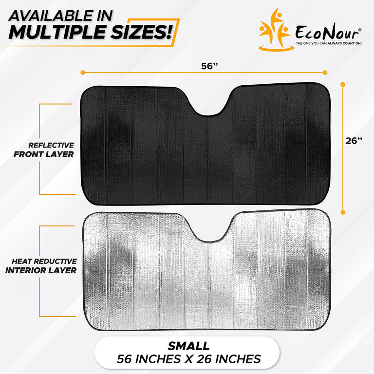 Accordion Car Windshield Sunshade 26x56 Inches EcoNour Reflective