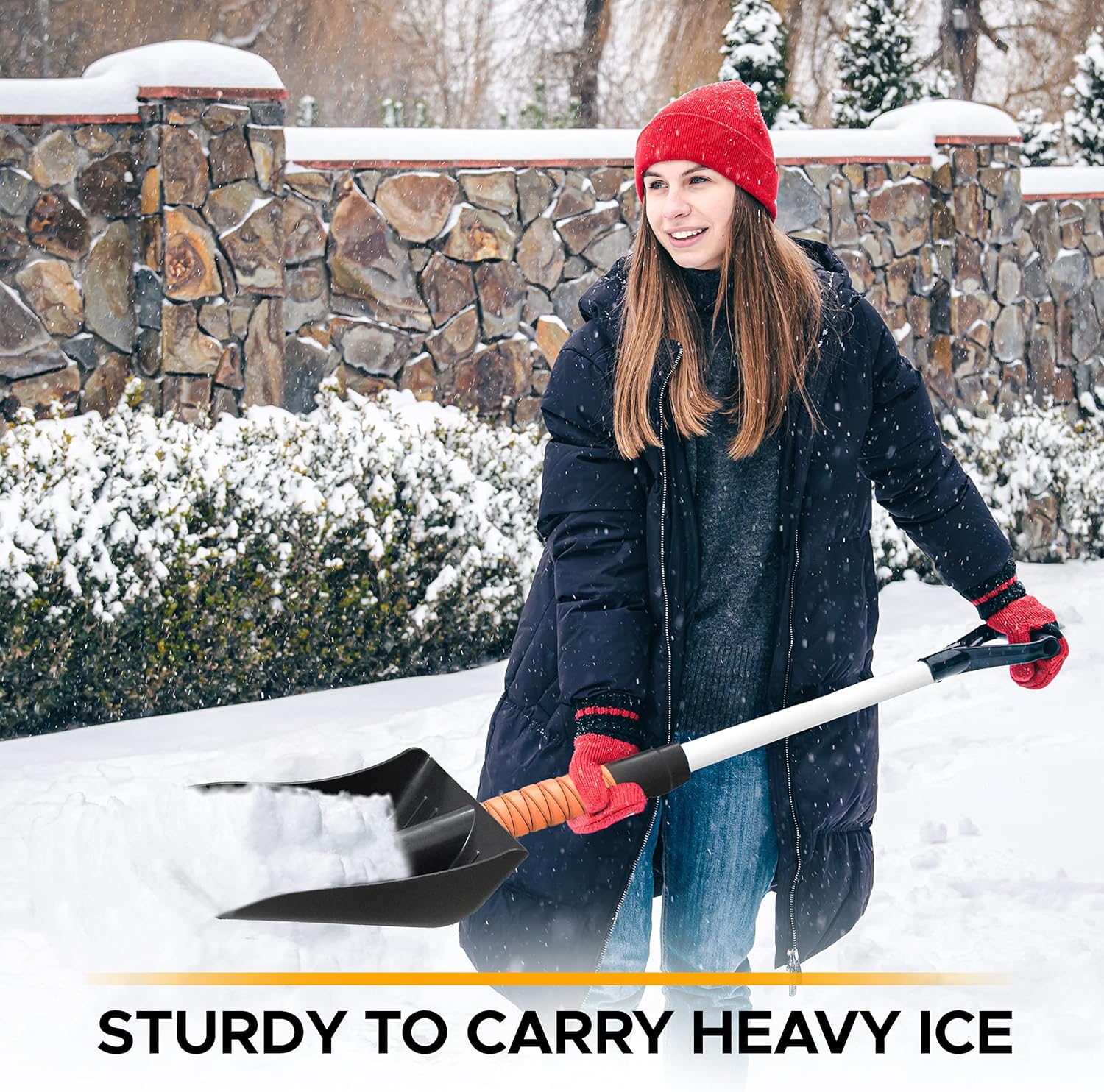 6-in-1 Snow Shovel & Rotating Snow Brush, EcoNour durable snow removal tool for trucks and SUVs.