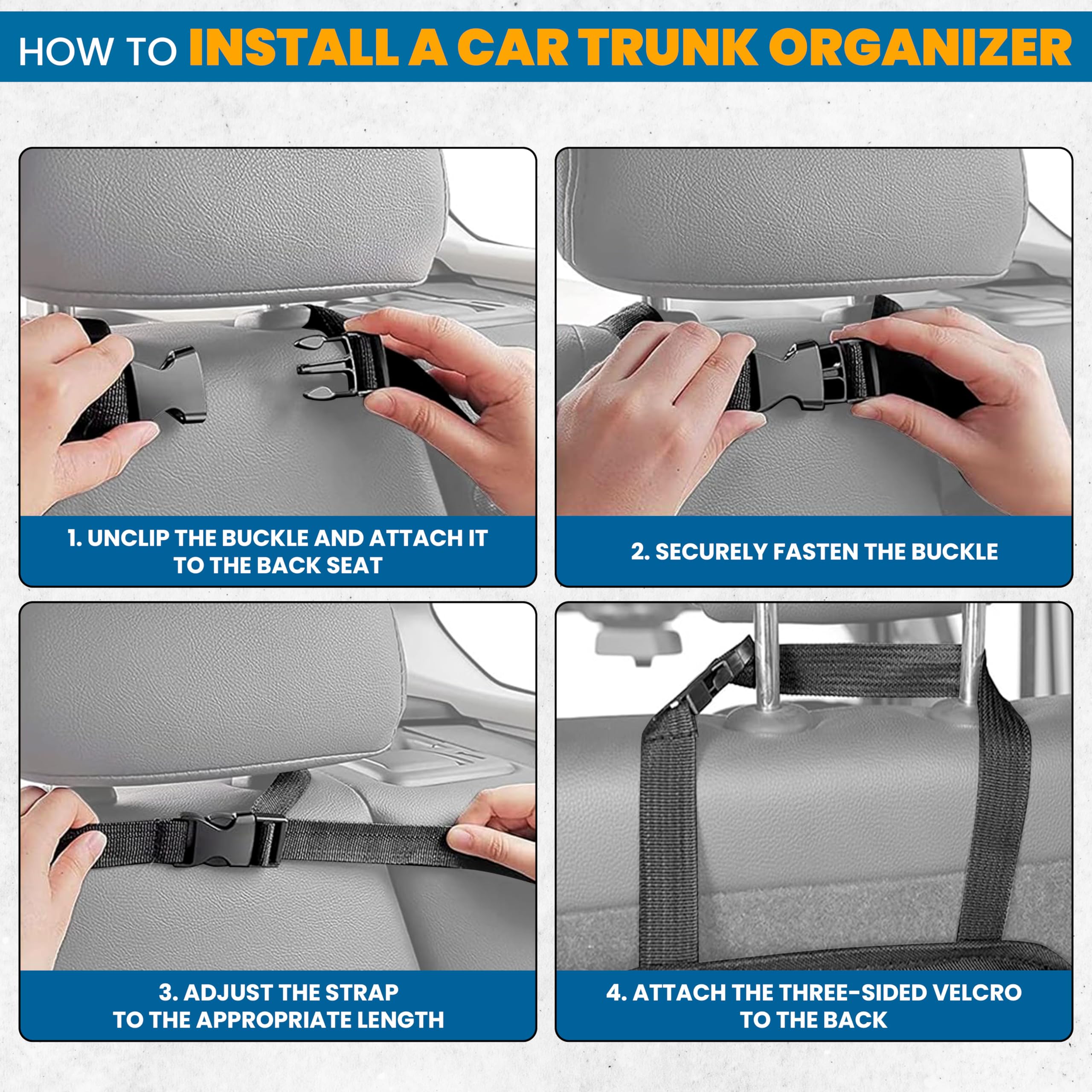 Car Backseat Trunk Organizer with multiple spacious pockets