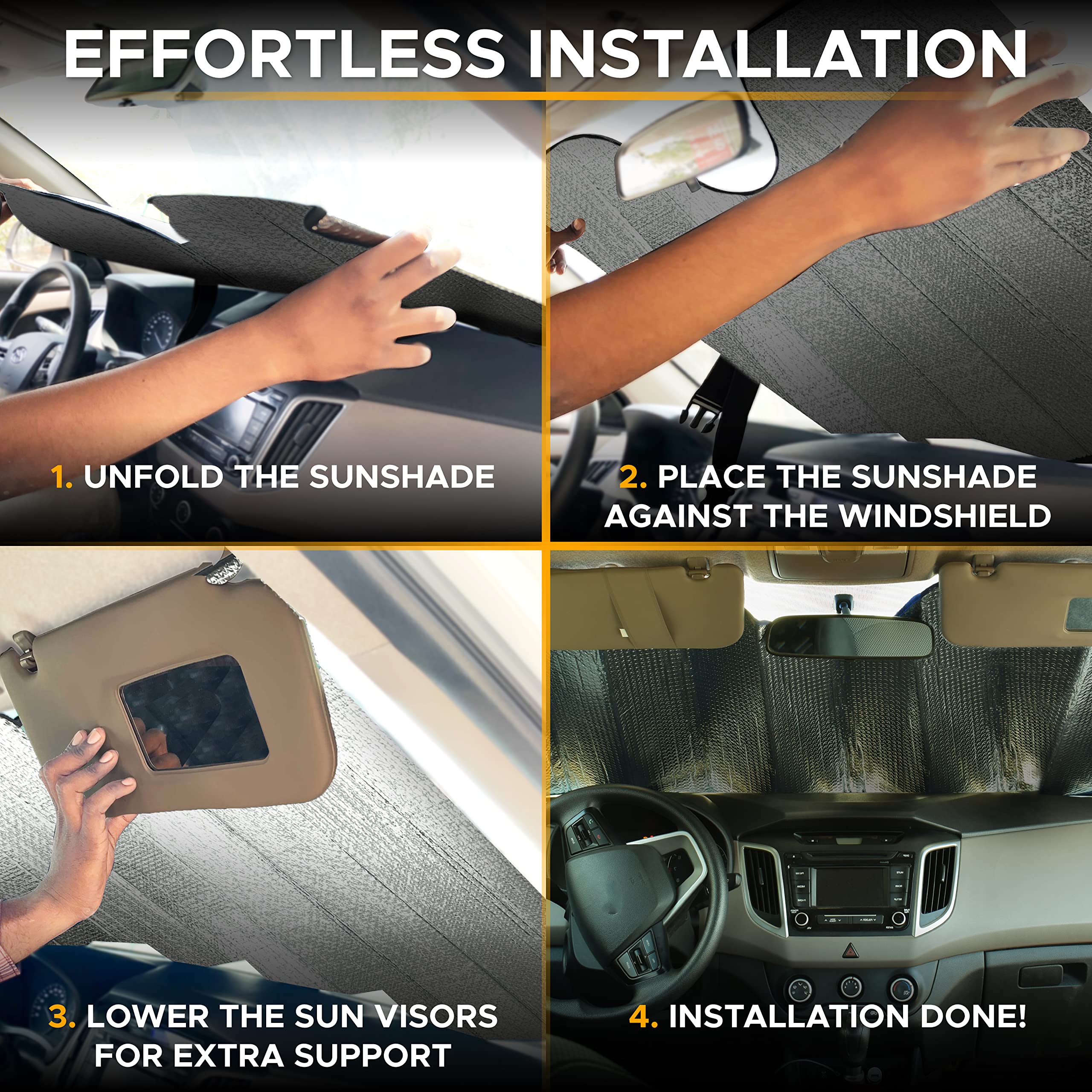 American Flag Design Car Windshield Sunshade EcoNour Foldable Front Window