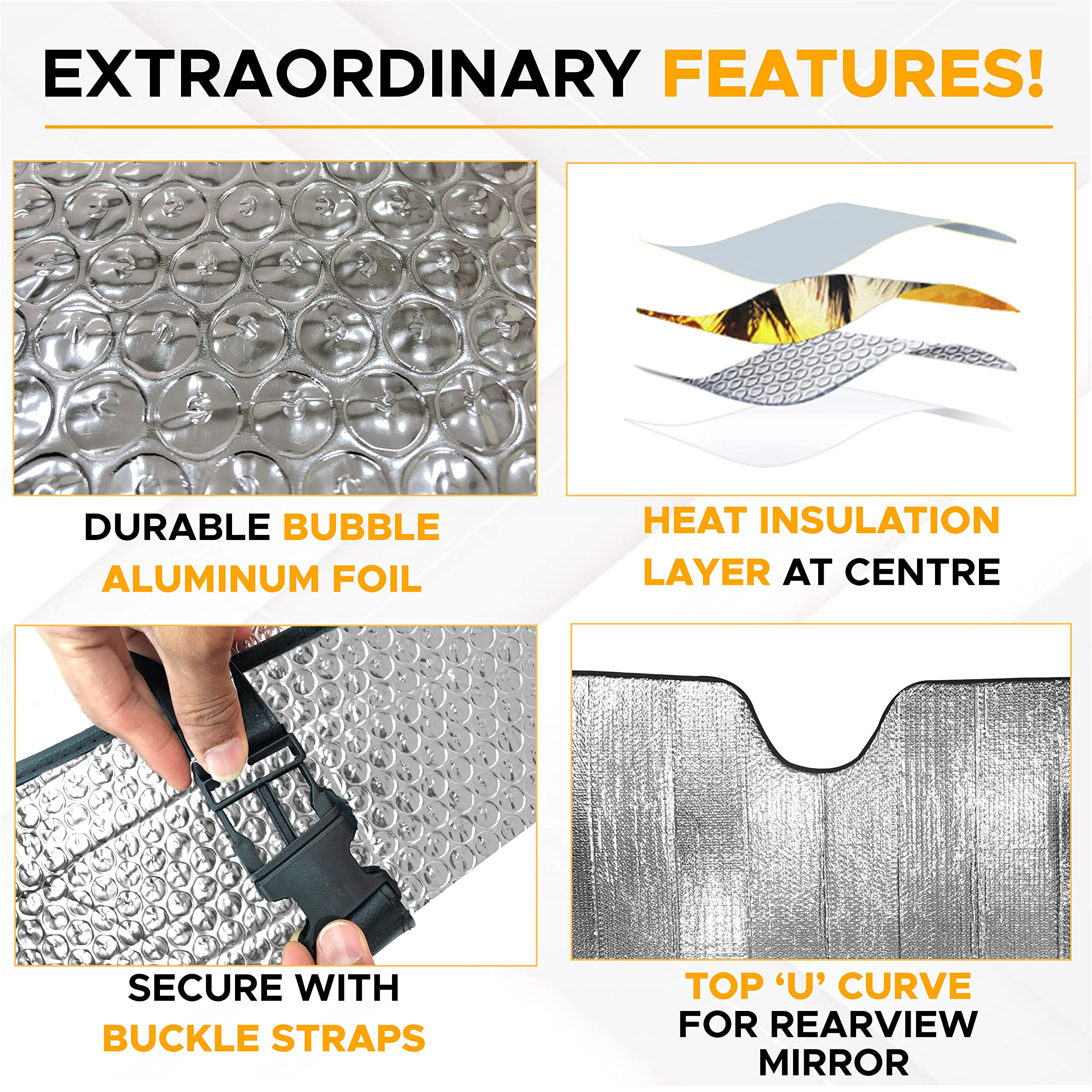 Accordion Windshield Sunshade for Jeep Wrangler EcoNour Protects Interior from Sun