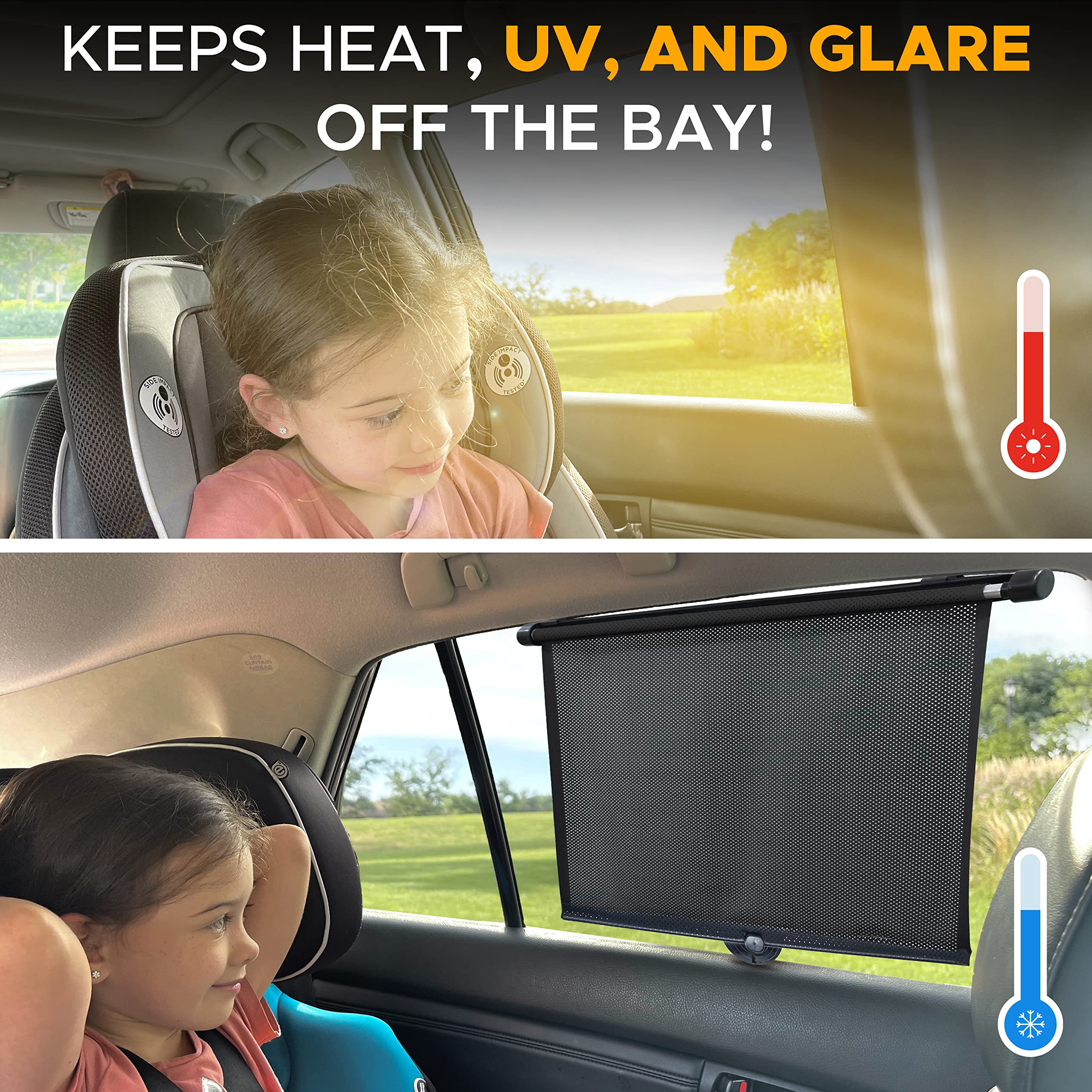Car Window Shades 2 Pack – EcoNour Blocks UV Rays & Sun Glare for Cars & SUVs
