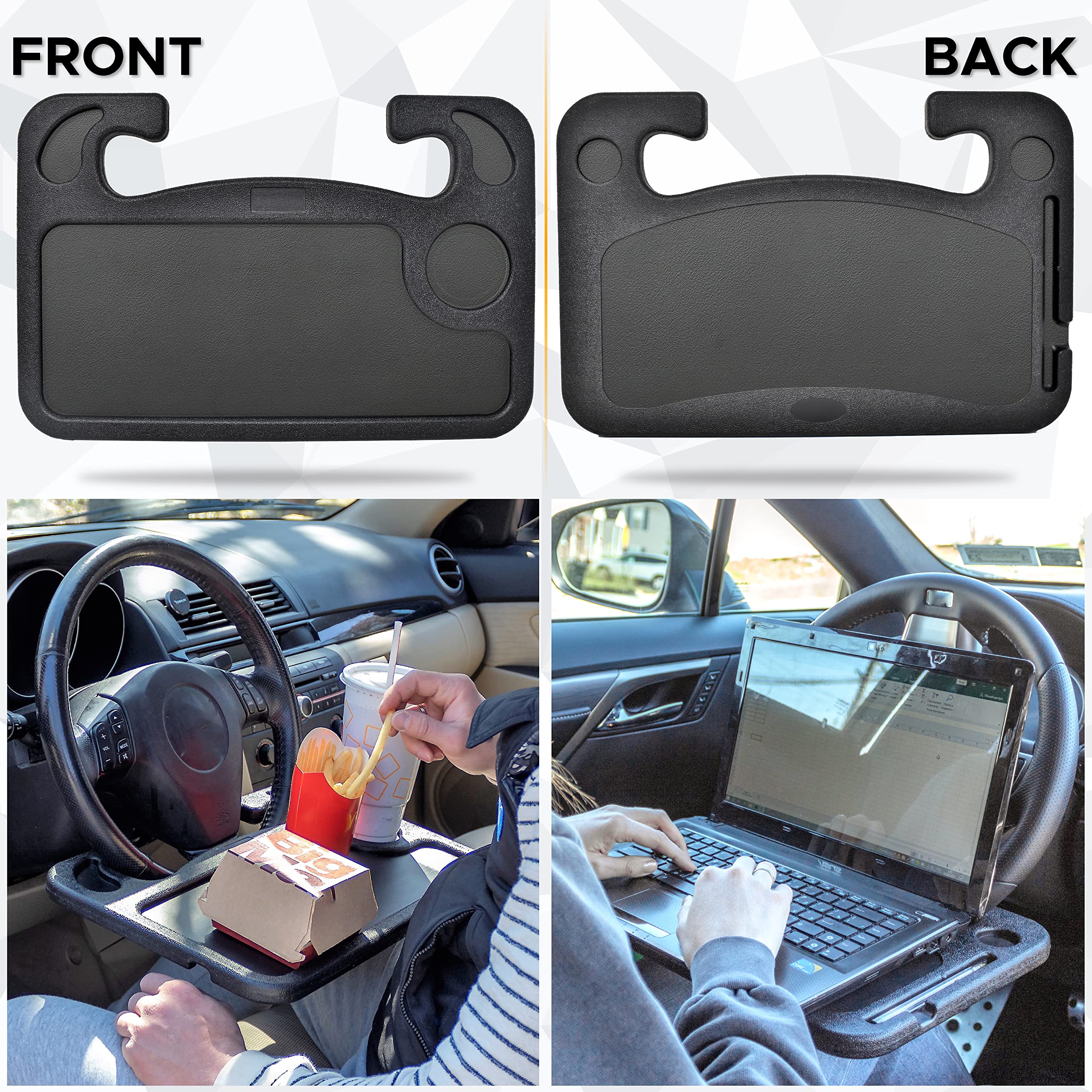 2 in 1 Car Steering Wheel Desk EcoNour Compact Travel Tray
