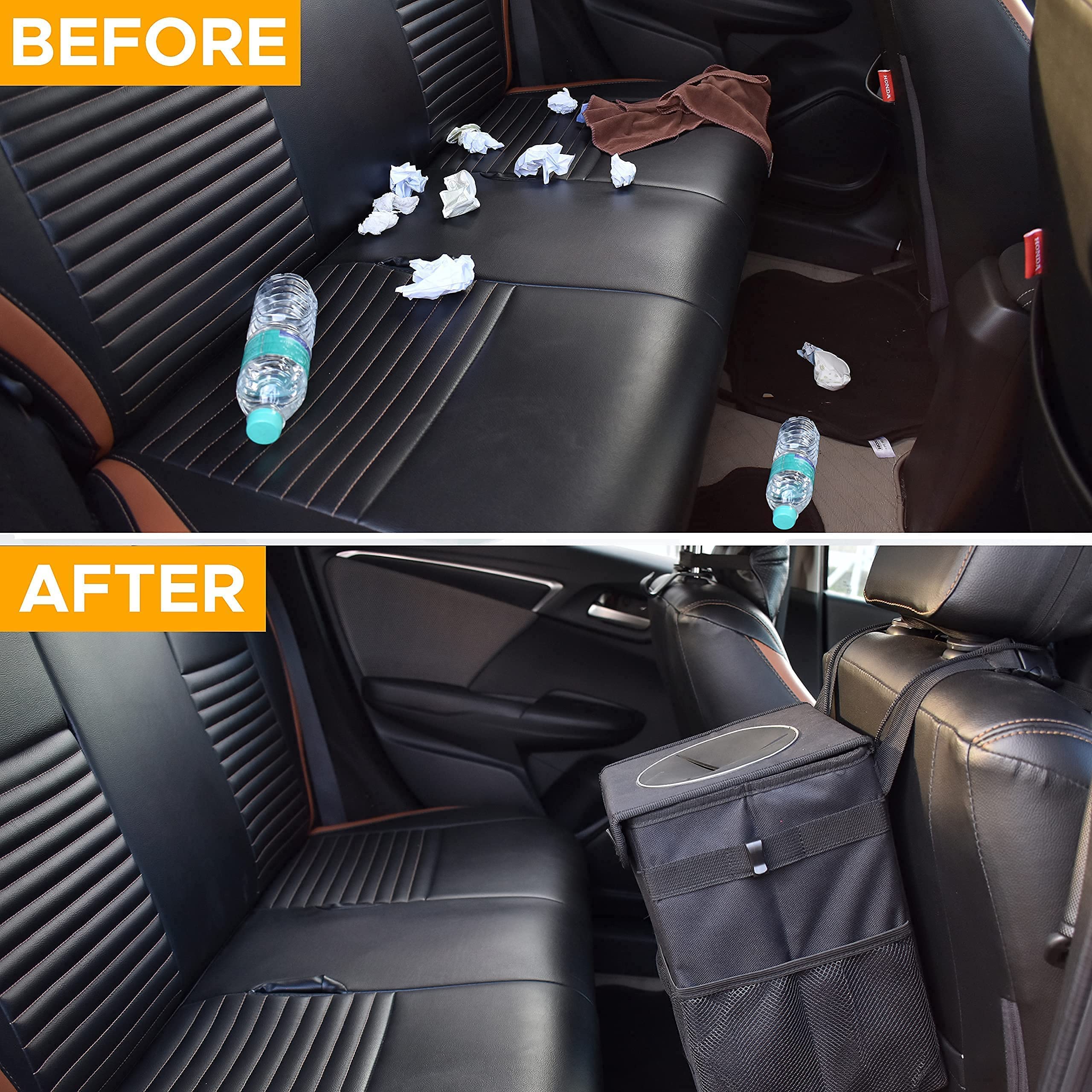 Hanging Black Car Trash Can with lid and multipurpose use