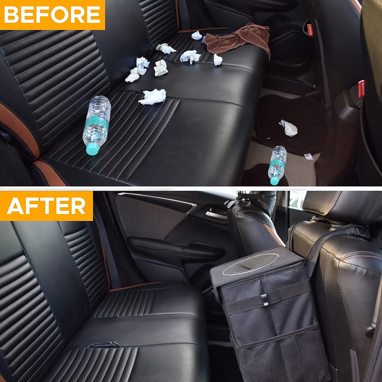 Hanging Black Car Trash Can with lid and multipurpose use