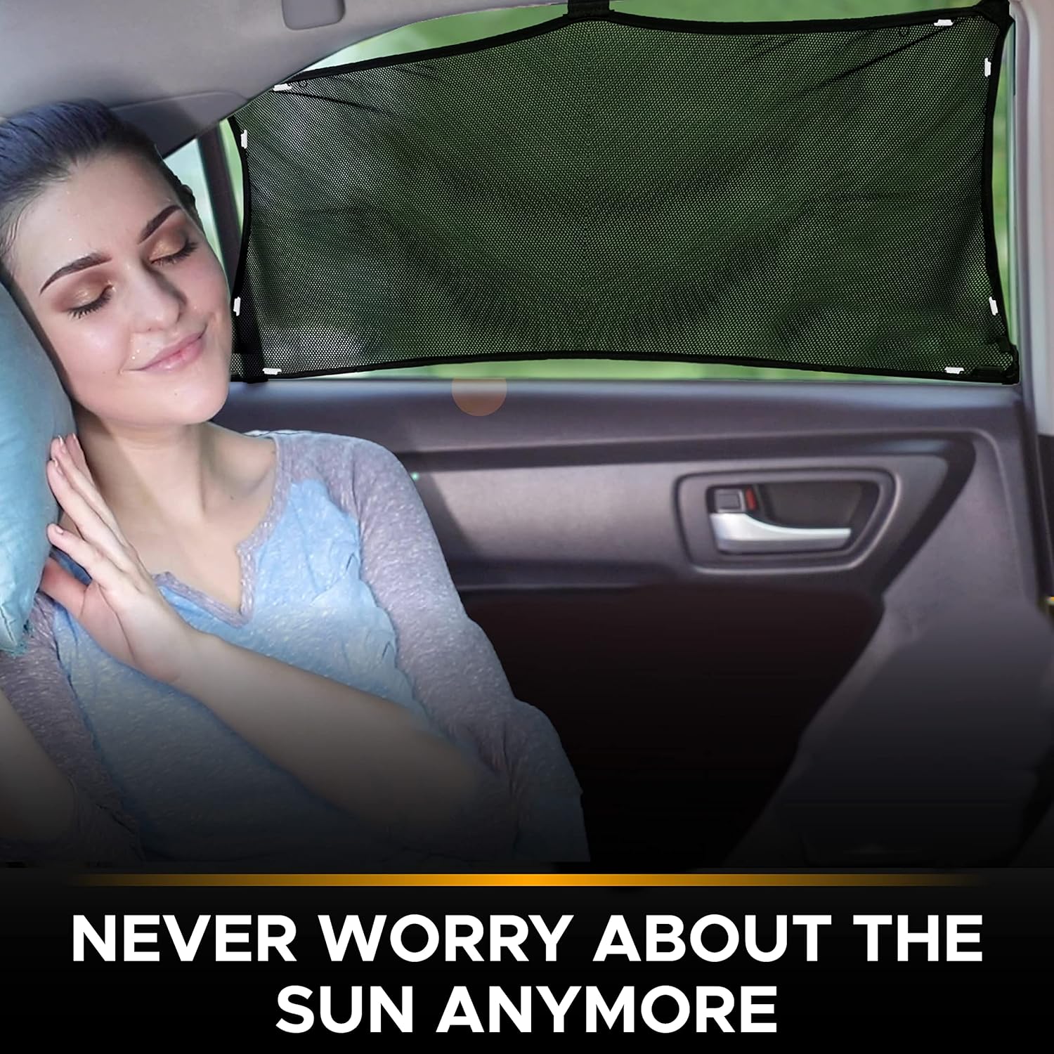 EcoNour Car Window Baby Shade (1Pack) | Car Magnetic Stretch to Fit | Window Sun Shade for Kids | Custom Fit Window Screen with Magnetic Hook | Adjustable Car Window Accessories