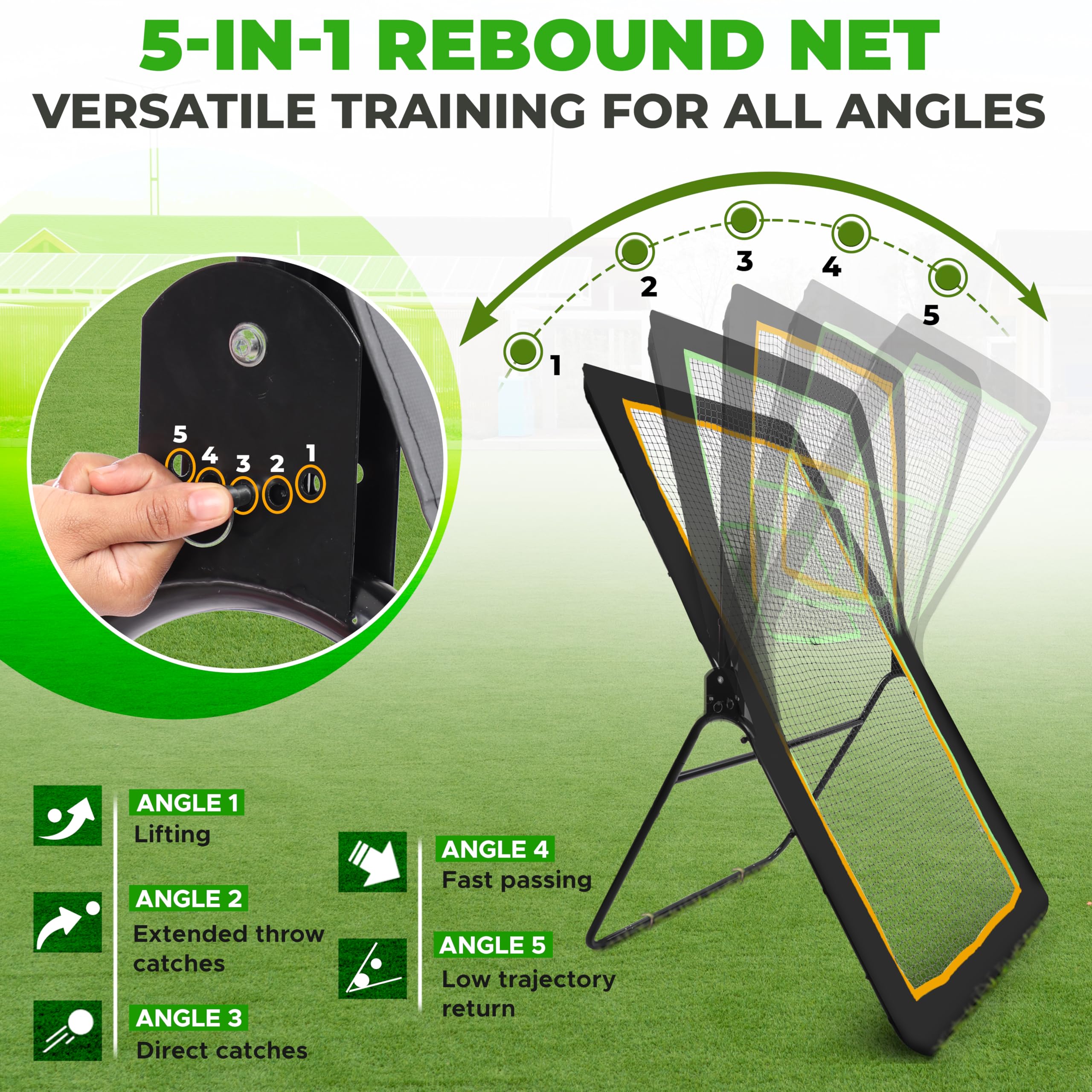 Multi-Sport Rebounder Net 4x7 ft EcoNour adjustable 5 angles for sports