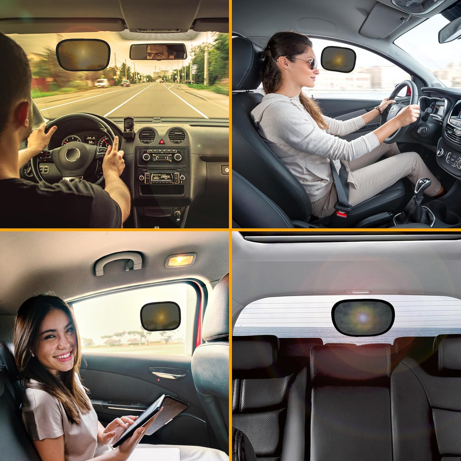 EcoNour Miniature Static Cling Window Shade for Car Sun Visor (2 Pack) | Windshield Sun Shade Static Cling for Driving Glare Shield Car Shade for Windshield | Sun Glare Protection Accessories