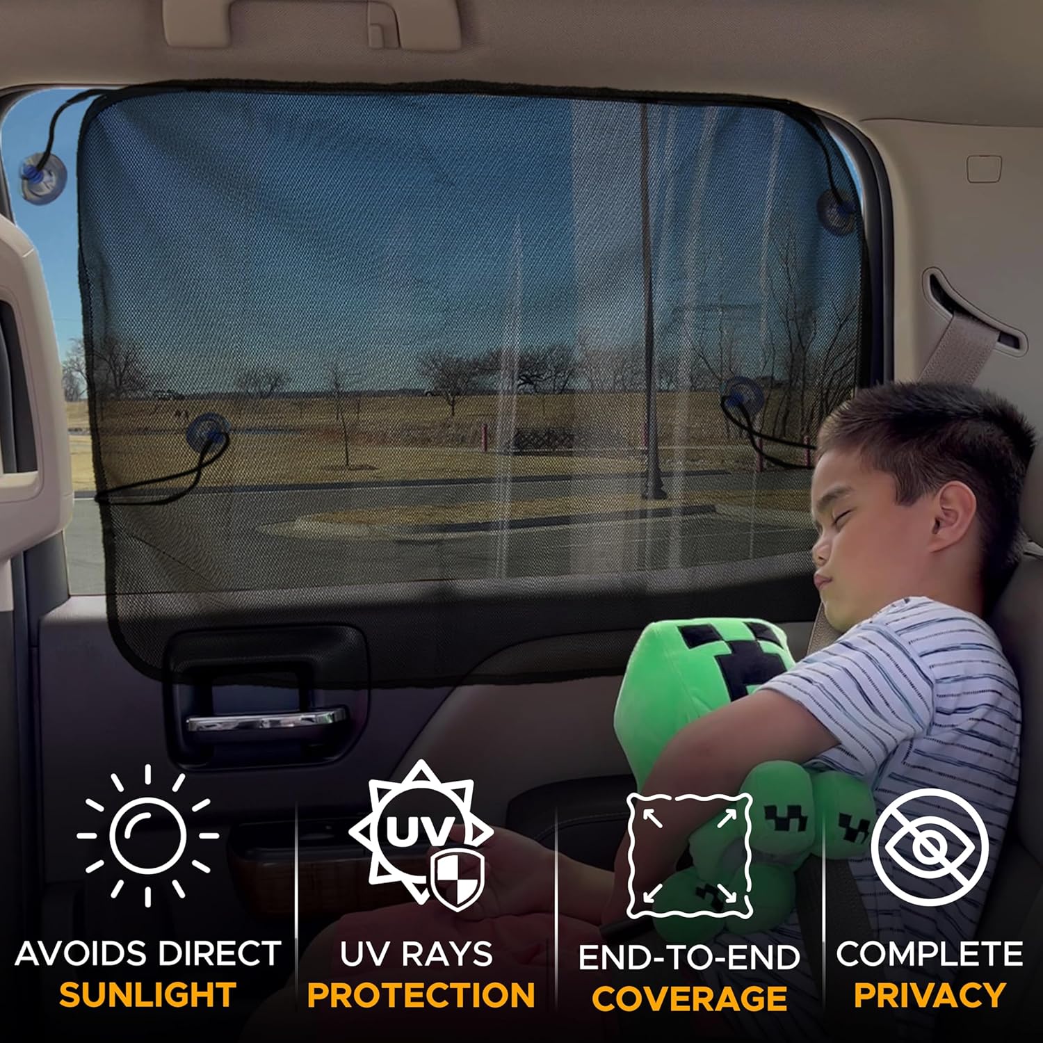 EcoNour Magnetic Car Sun Shade Side Window (2 Pack) | Rear Window Sun Shade, Blocks Harmful UV Rays | Ensures Privacy Protection | Baby Travel Accessories | Magnetic Curtain for Baby and Kids