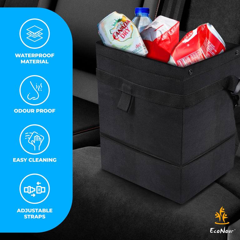 EcoNour Car Trash Bag, multi-use hanging trash can for back seat organization
