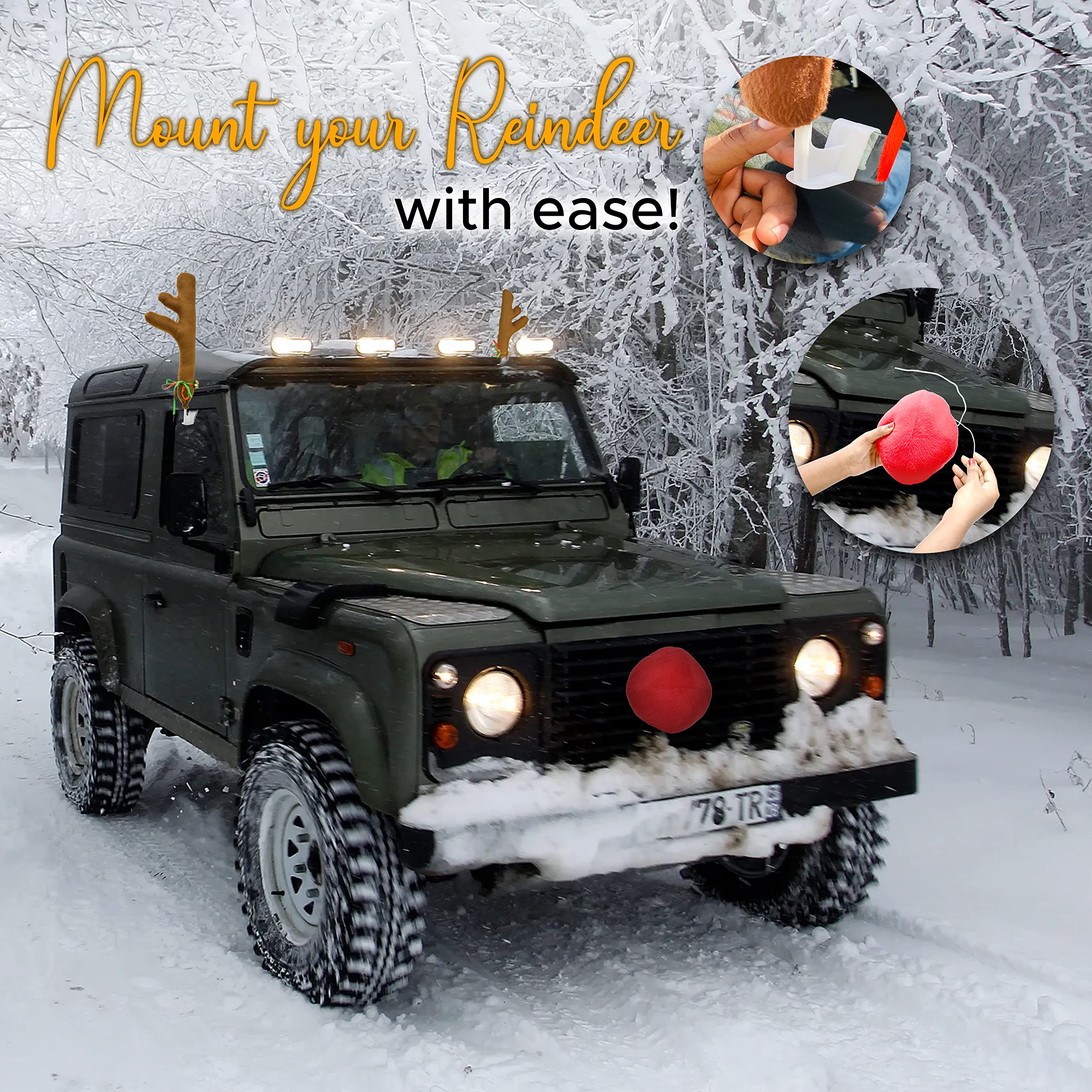Christmas car decoration kit with Rudolph Car Reindeer Antlers