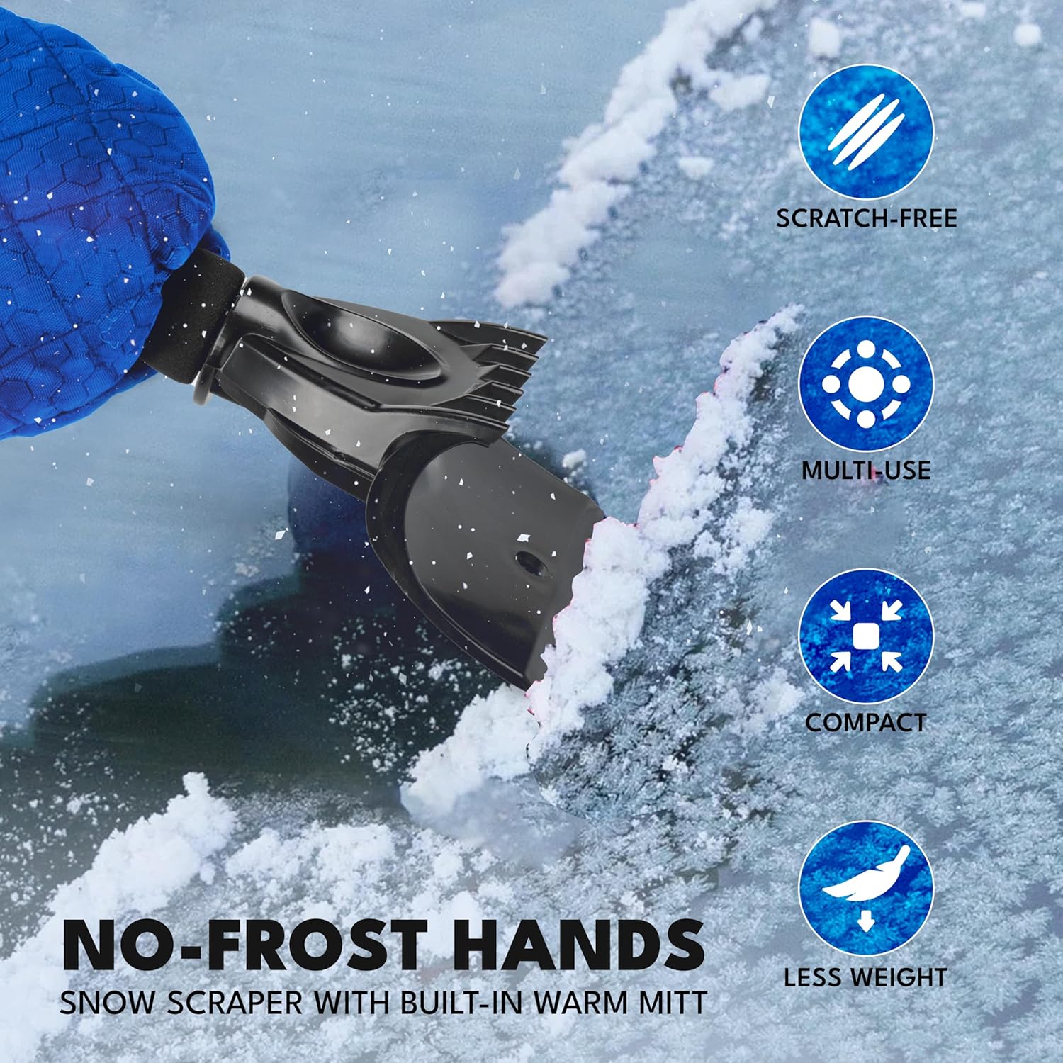 EcoNour Ice Scraper Mitt – Thick Fleece Lined Glove for Snow and Ice