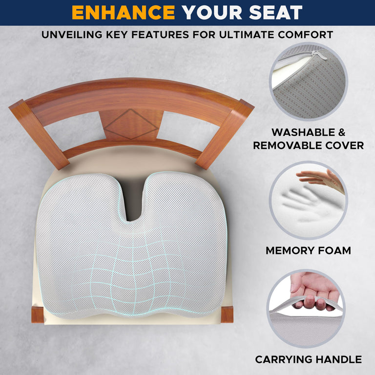 gel seat cushion EcoNour for back pain relief in office and travel