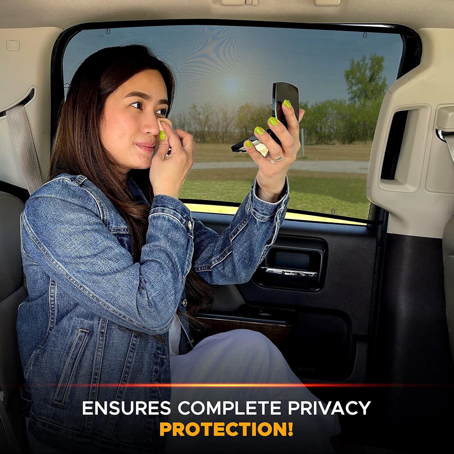 EcoNour Car Window Baby Shade (1Pack) | Car Magnetic Stretch to Fit | Window Sun Shade for Kids | Custom Fit Window Screen with Magnetic Hook | Adjustable Car Window Accessories