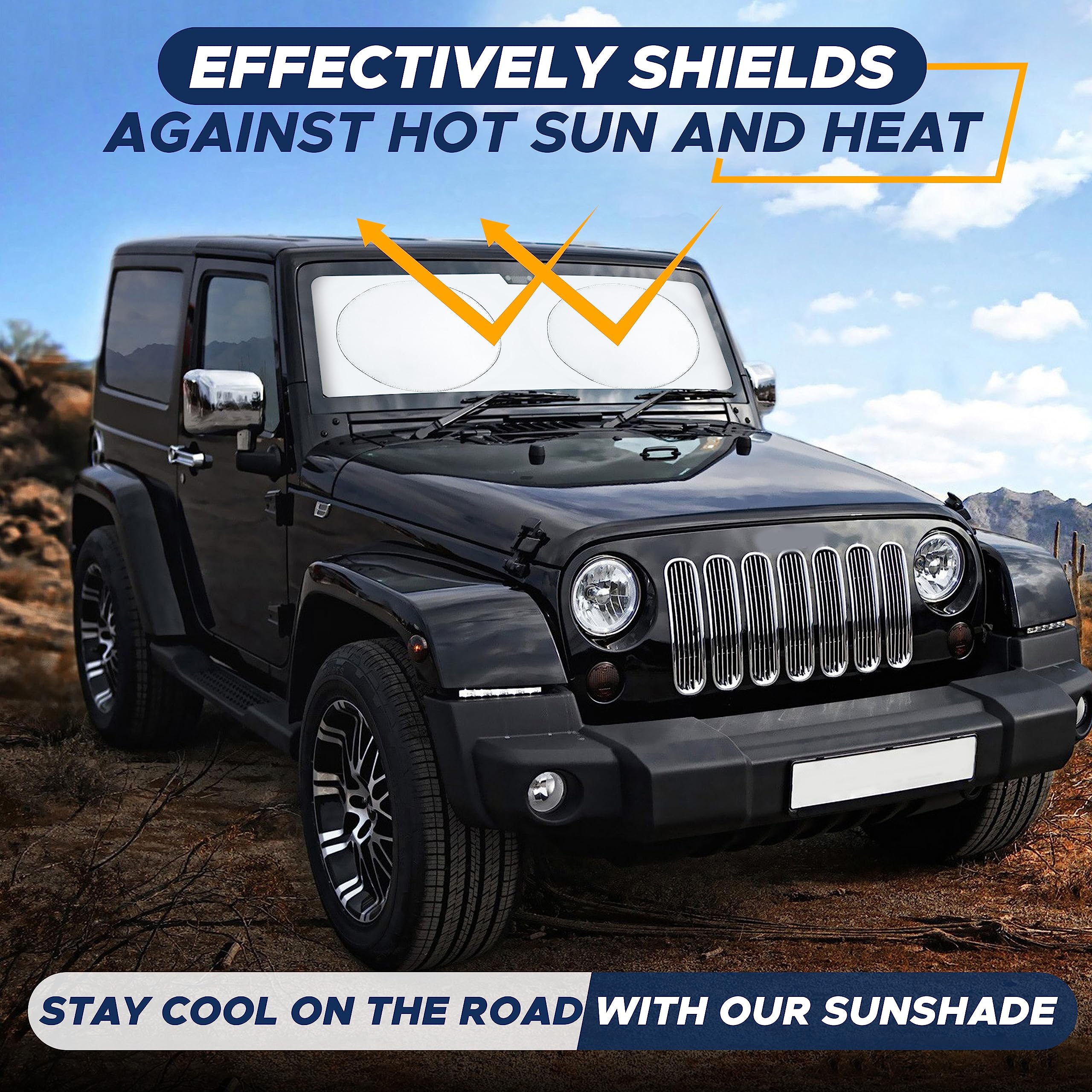 Jeep Windshield Sunshade – EcoNour Reflective Windshield Protector