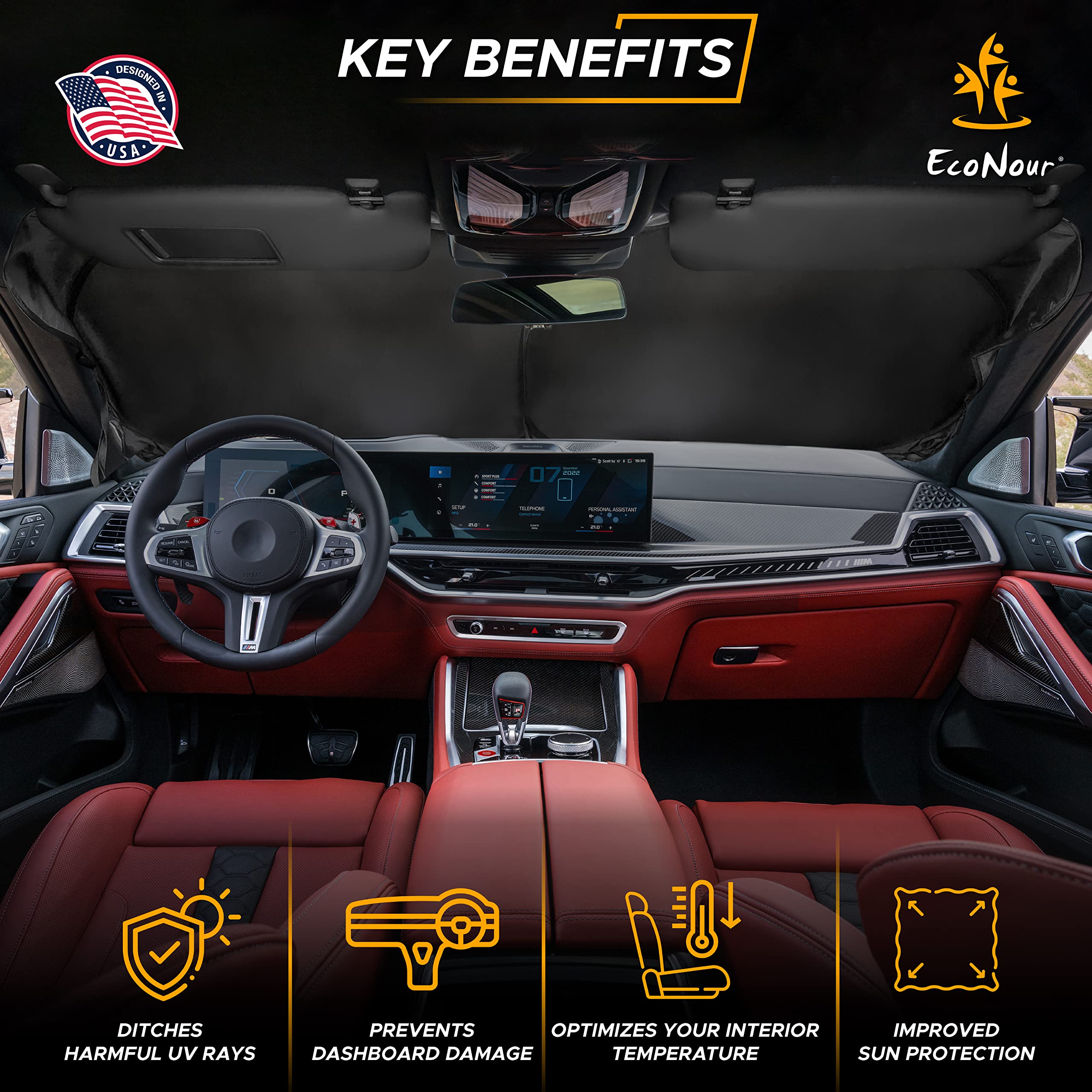 240T reflective Camouflage American Flag Windshield Sun Shade blocks UV & heat