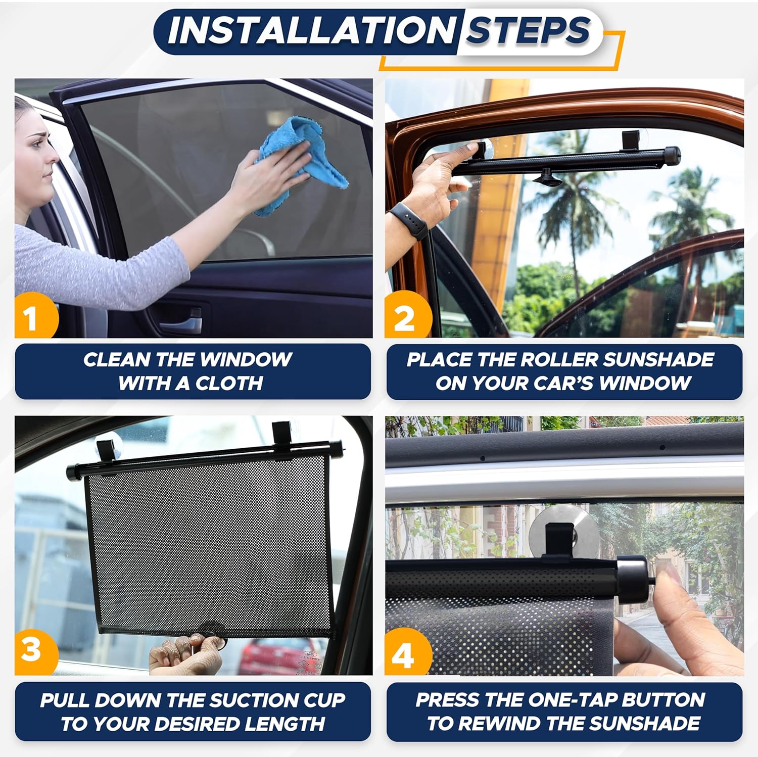 EcoNour Car Window Shades for Baby (2 Pack) 2024 Updated | Car Shades for Side Window | Comes with Enhanced Suction Cups & Large Clips for Durability | Baby Car Accessories (15