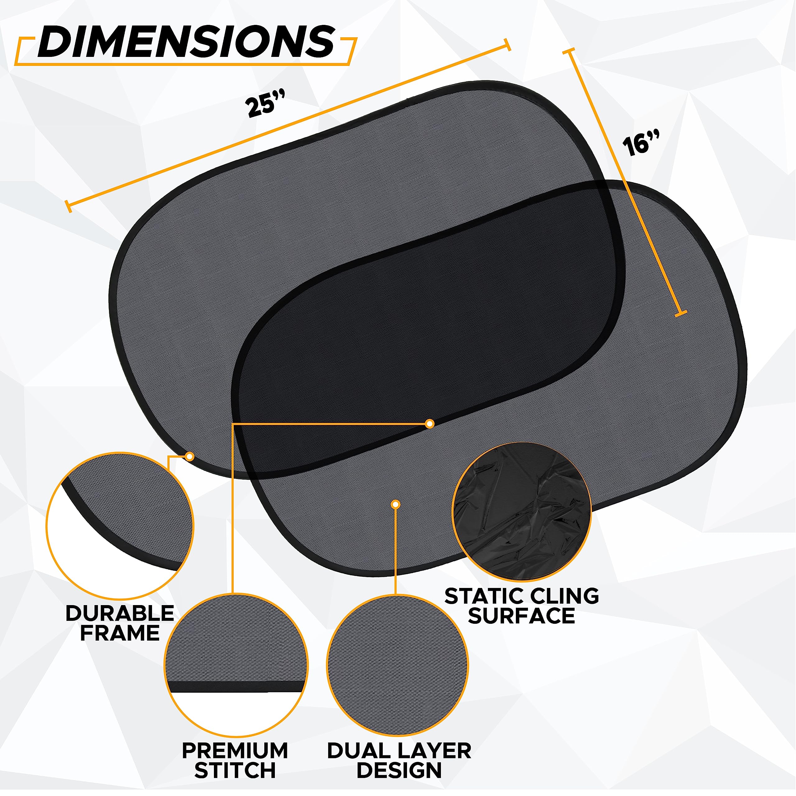 Car Side Window Shades XL (4 Pack) | EcoNour Car Window Sun Protection for Kids with UV Block