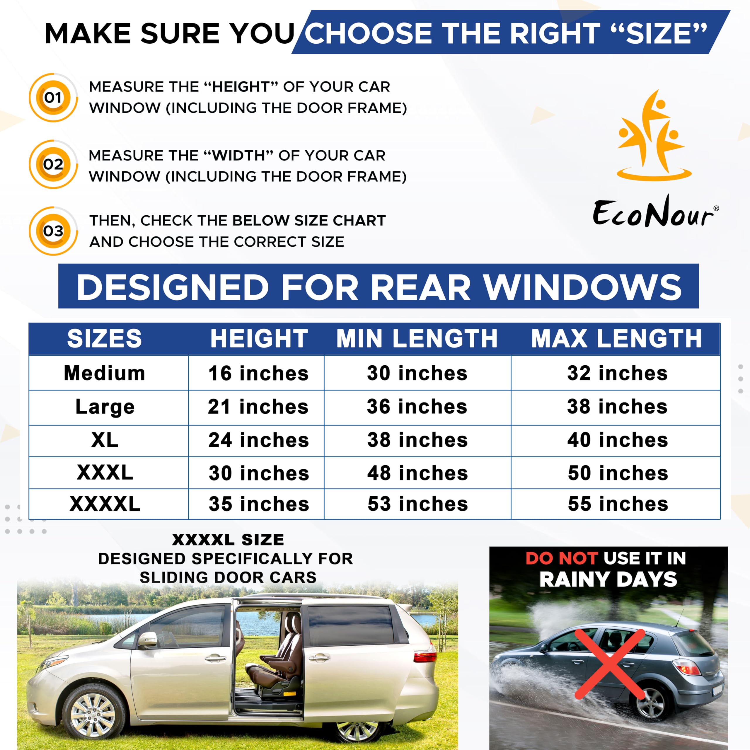Car Side Window Sun Shade | EcoNour Mesh Sunshade Protects Interior and Provides Privacy