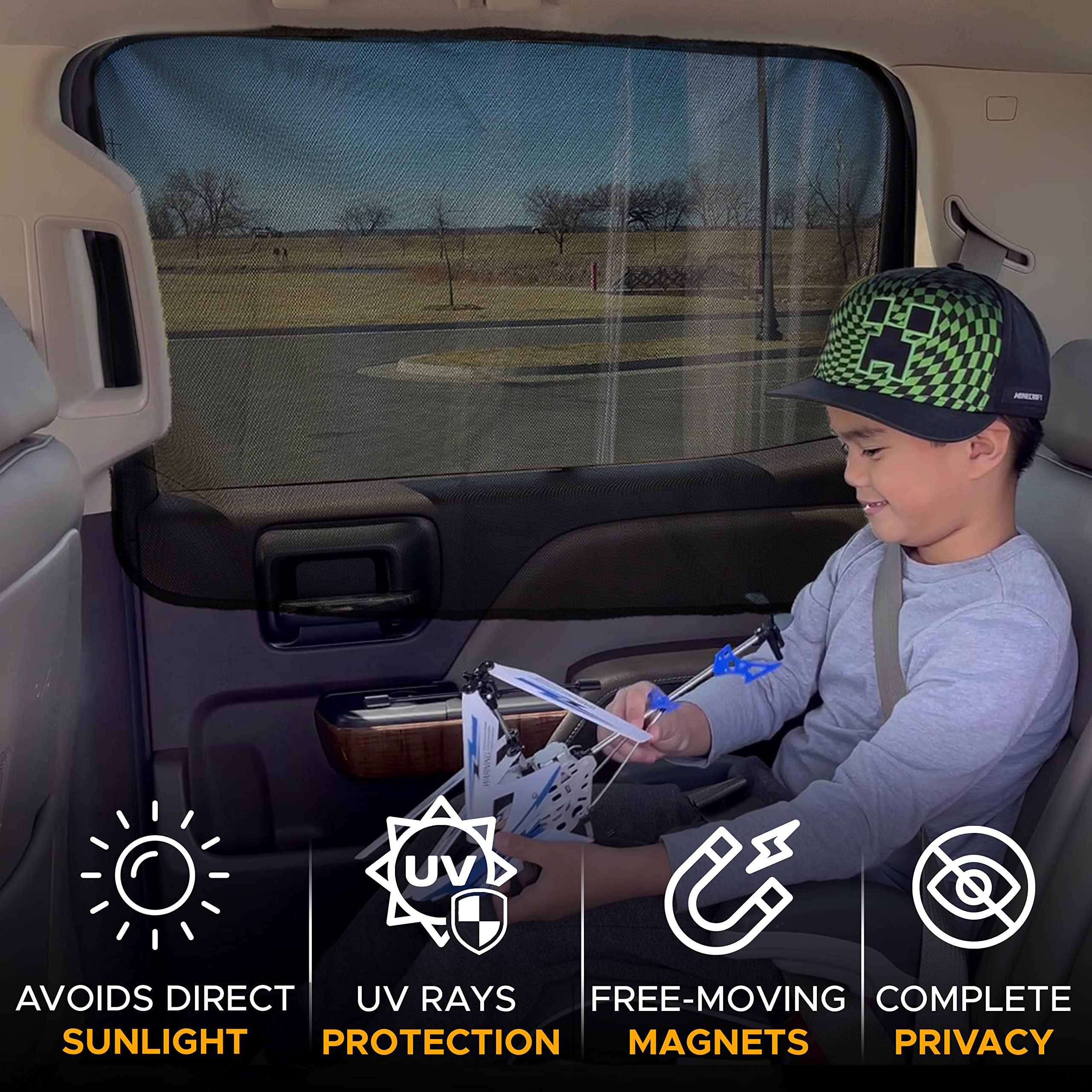 Magnetic Side Window Sunshade by EcoNour blocks sunlight and reduces heat.