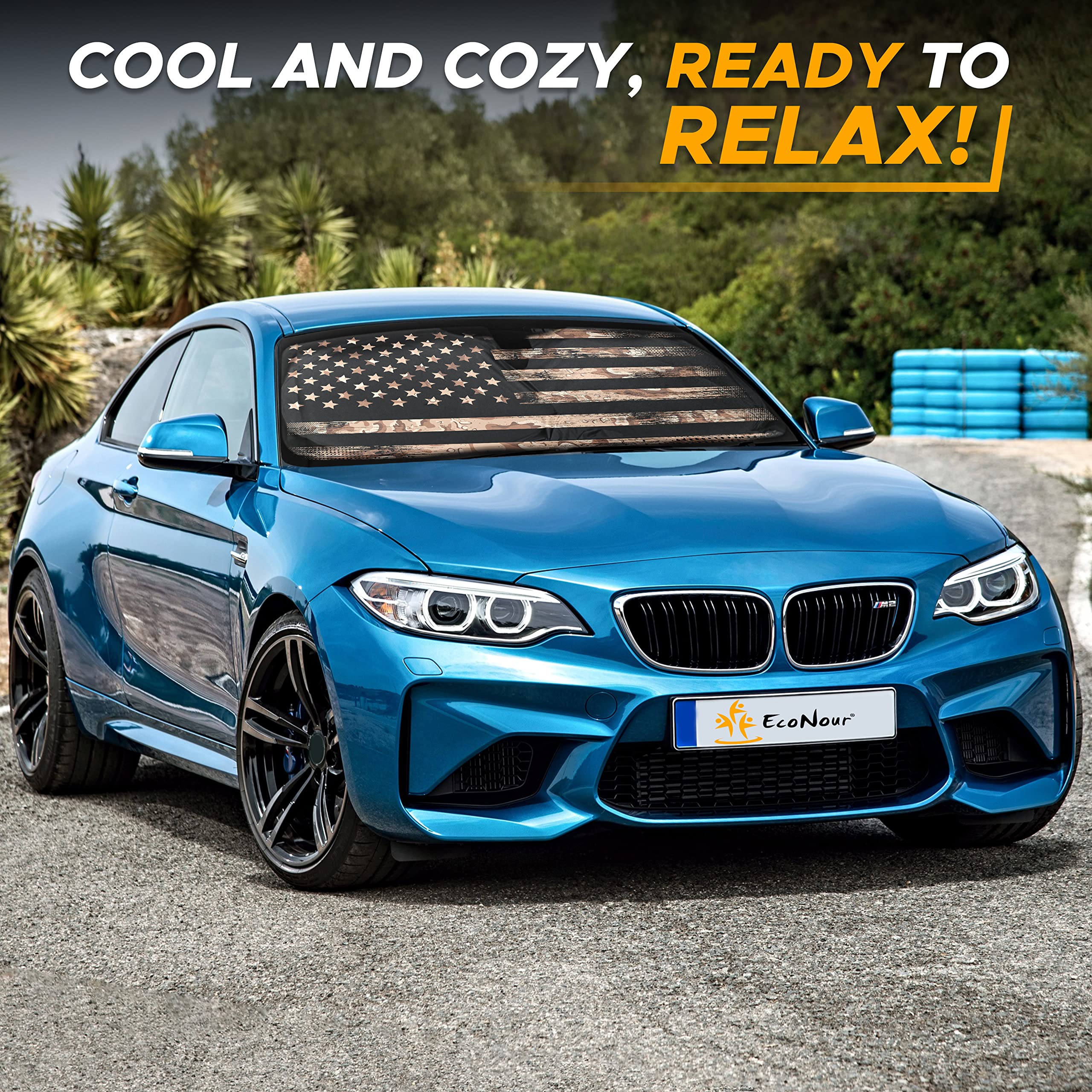 Camouflage American Flag Windshield Sun Shade reflective sun blocker for vehicles