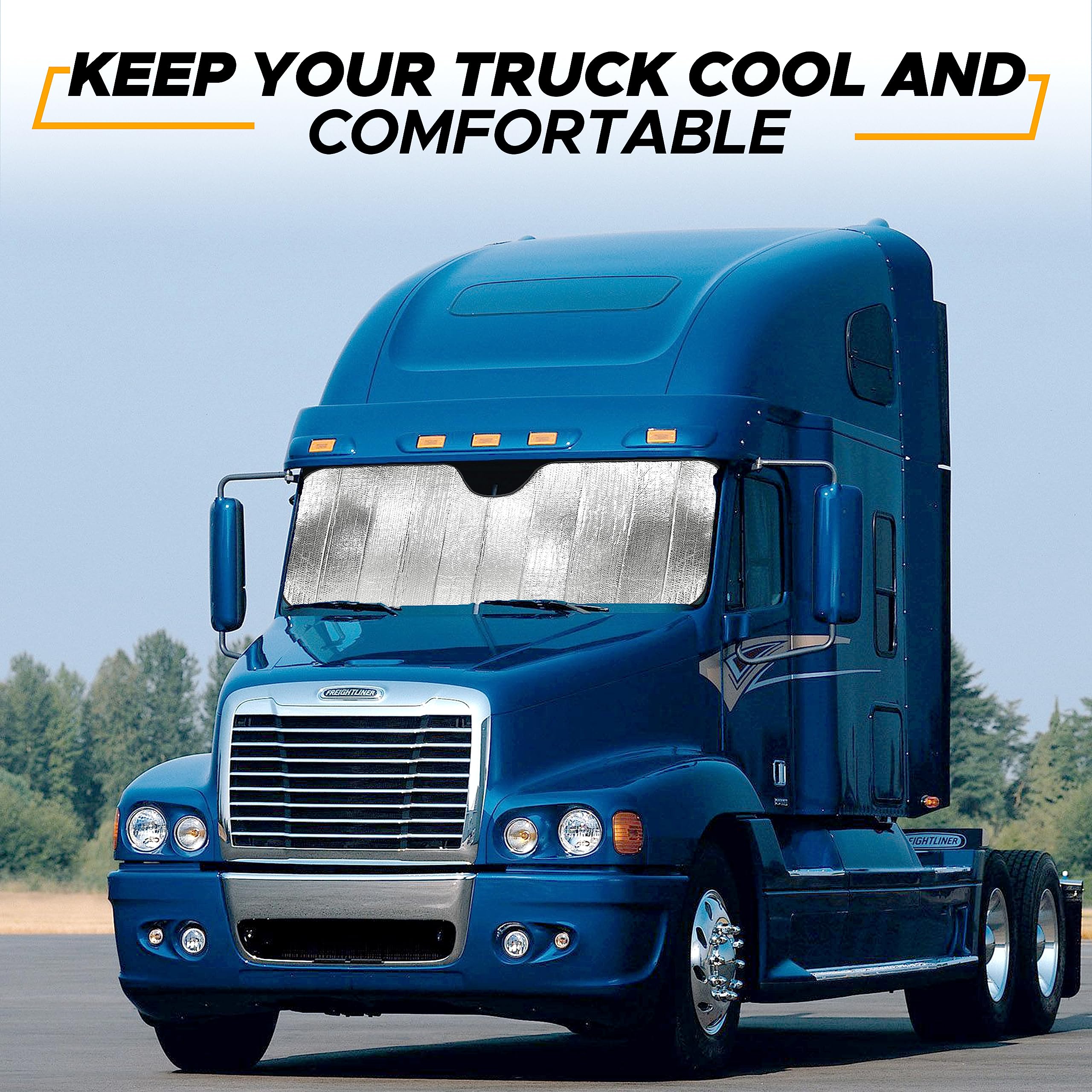 Accordion Windshield Sunshade EcoNour for Big Rig, Commercial Trucks
