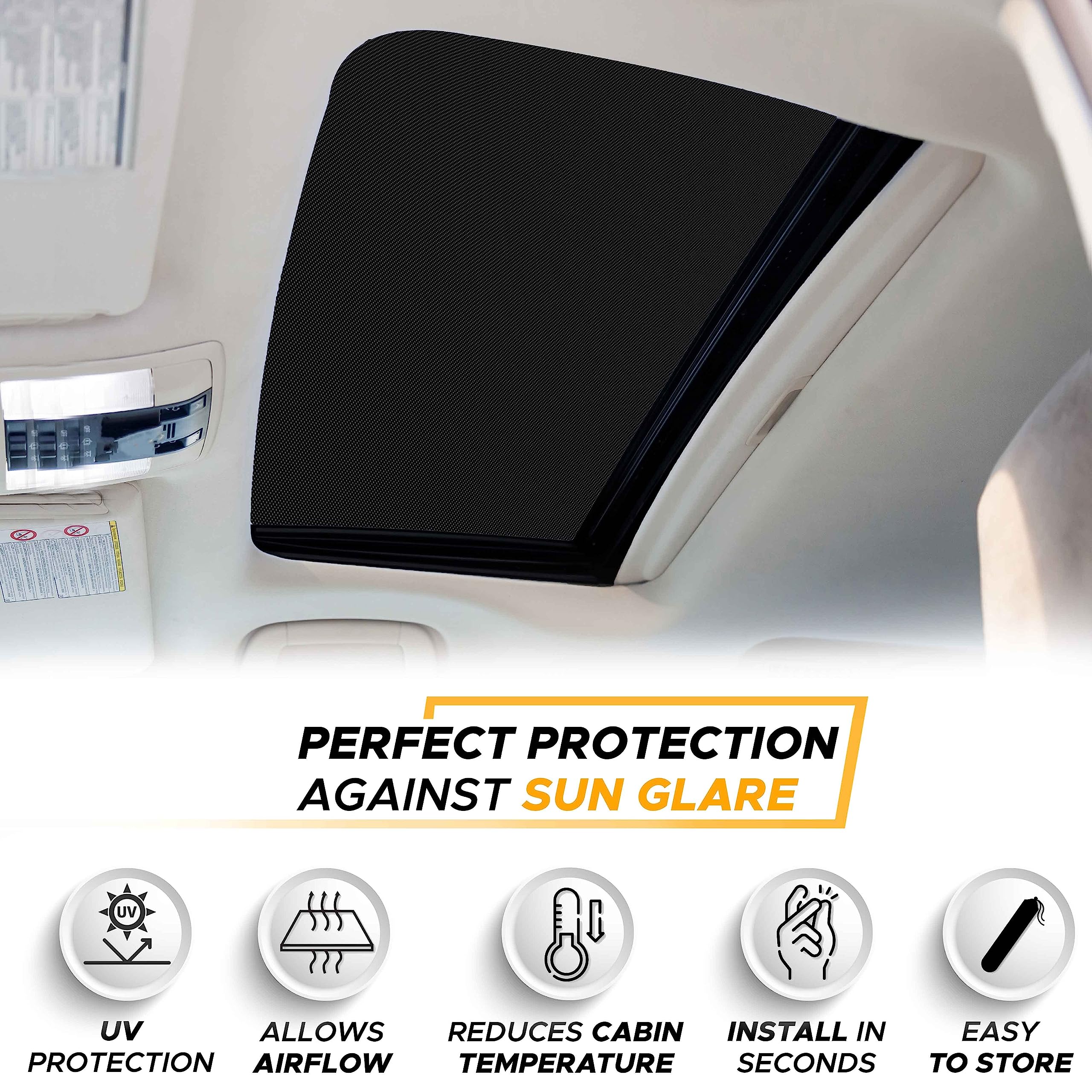 Car Sunroof Sunshade mesh cover for sun glare and UV protection