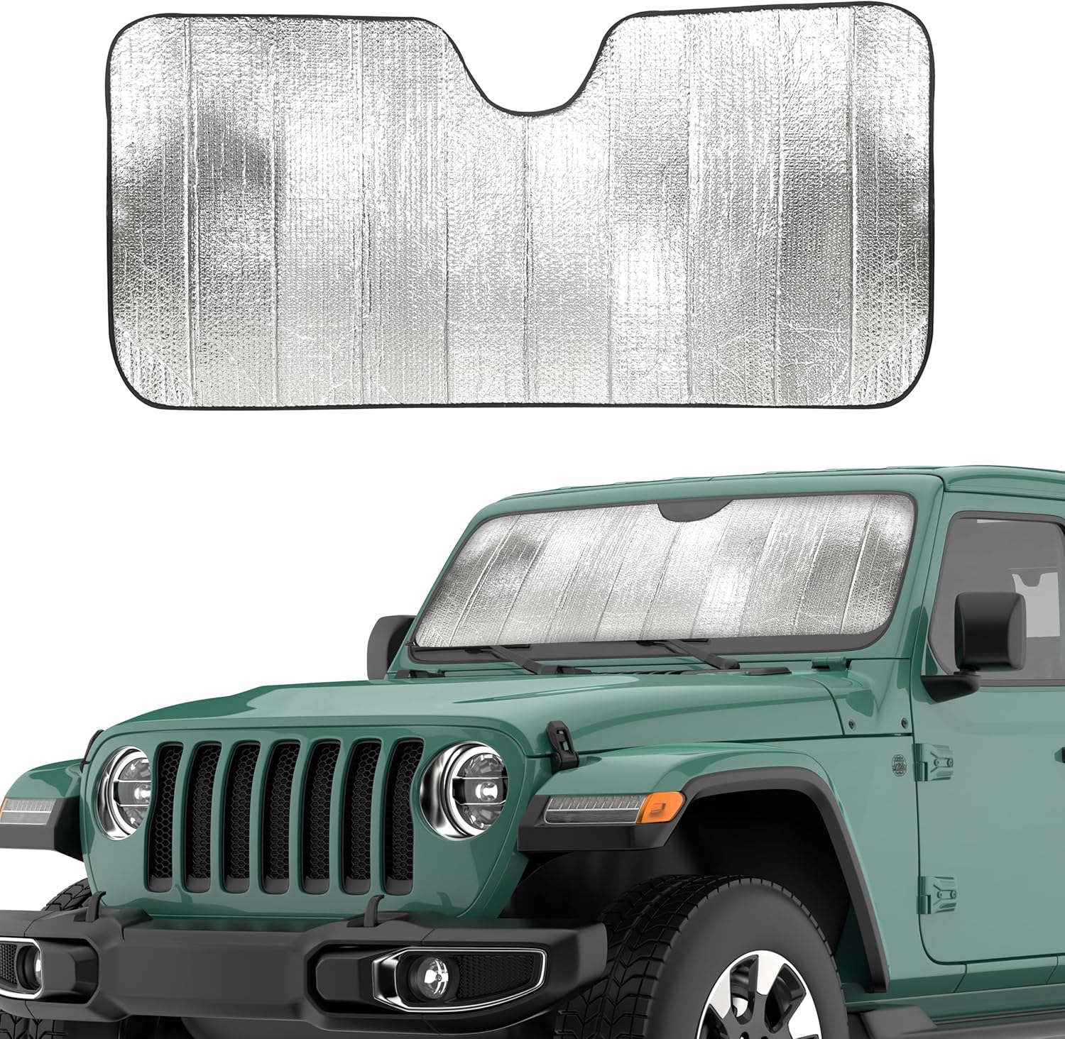 EcoNour Accordion Windshield Sun Shade | Car Shade Front Windshield to Block Harmful UV Rays | Automotive Window Sunshades to Keep Your Car Cool | Fits Best for Wrangler | XS (53 x 17 inches)