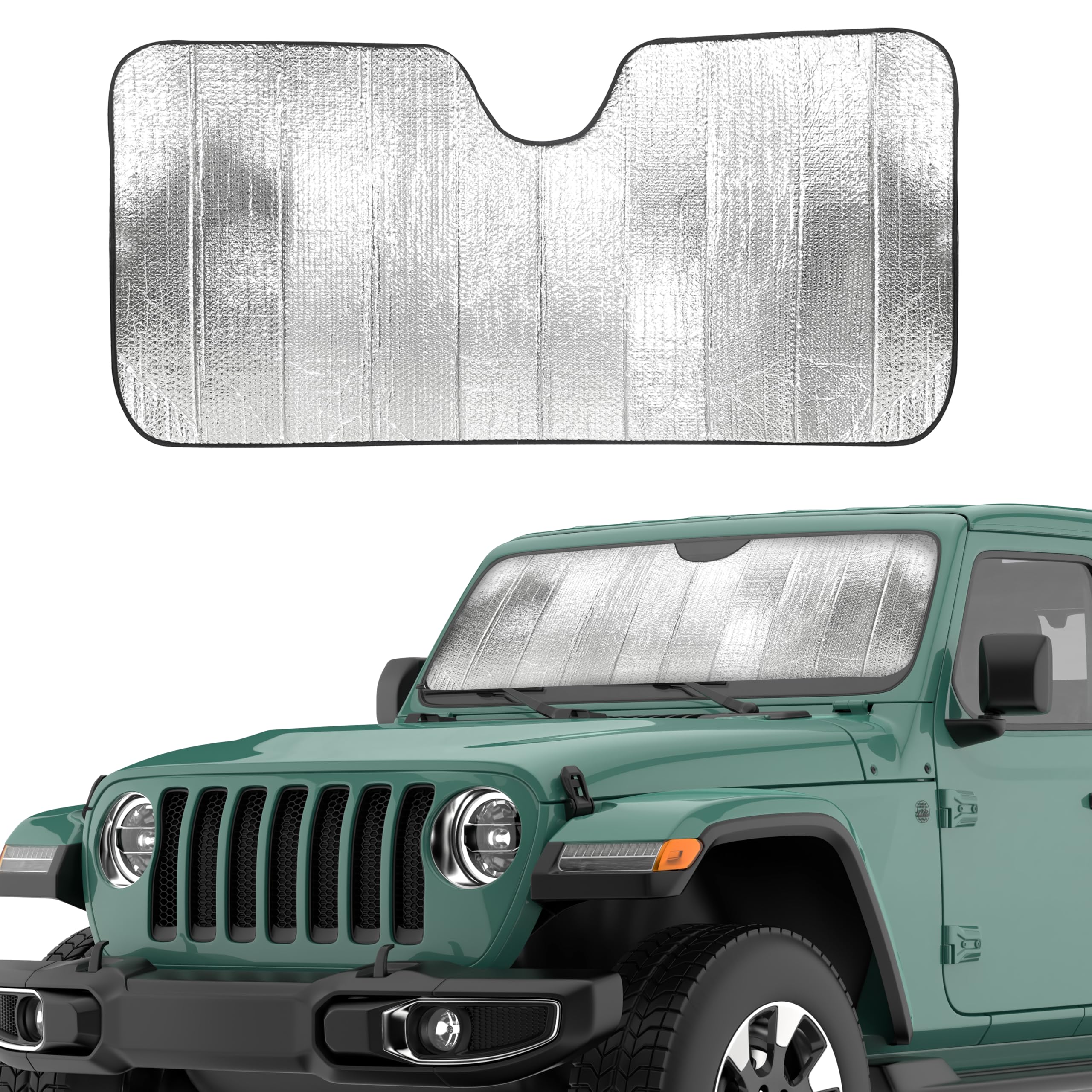Accordion Windshield Sunshade for Jeep Wrangler EcoNour XS 53x17 inches