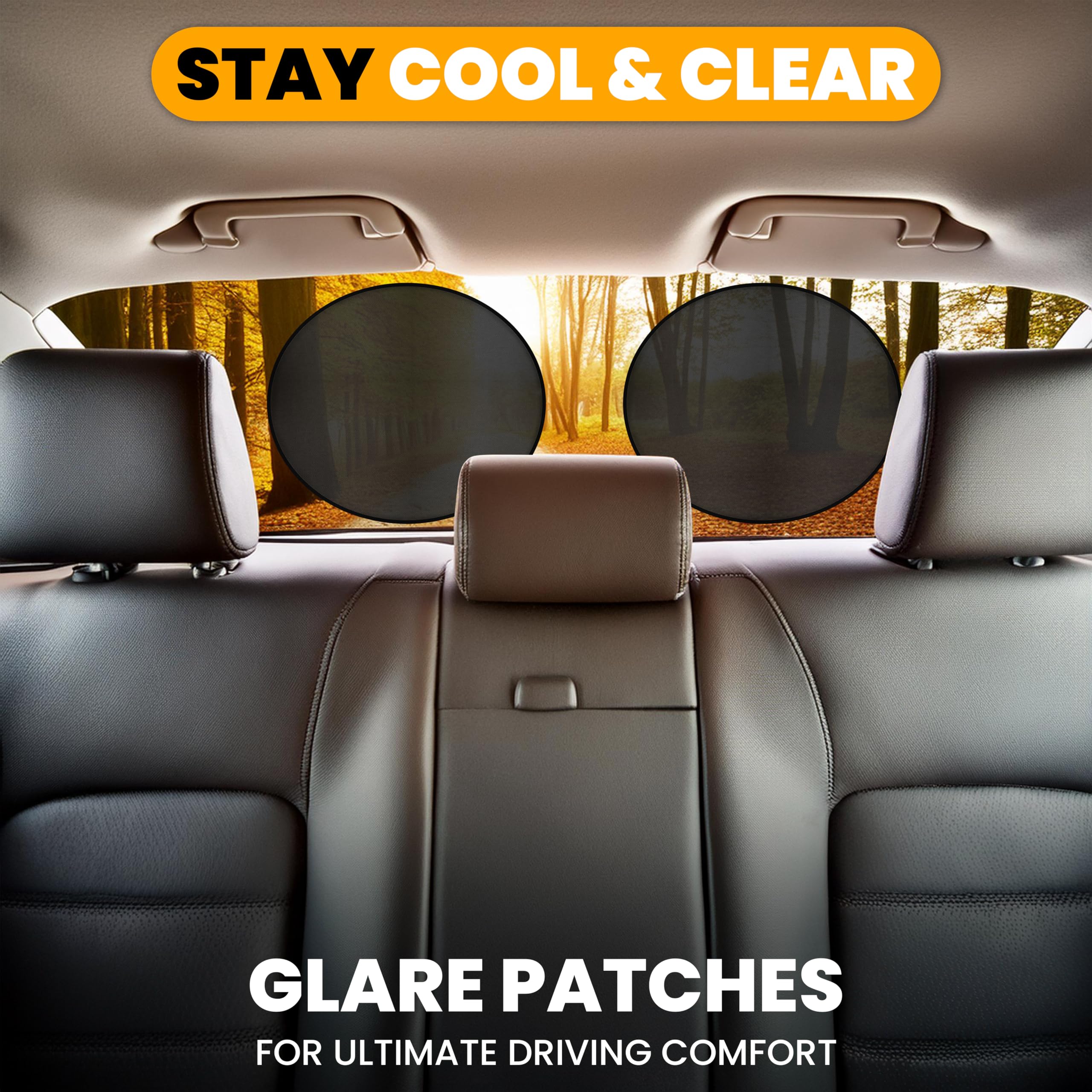 evenflo car window cling shades Static Cling Sun Visor for Car 2-Pack | Semi-Transparent Circular Glare Patch for Windshield