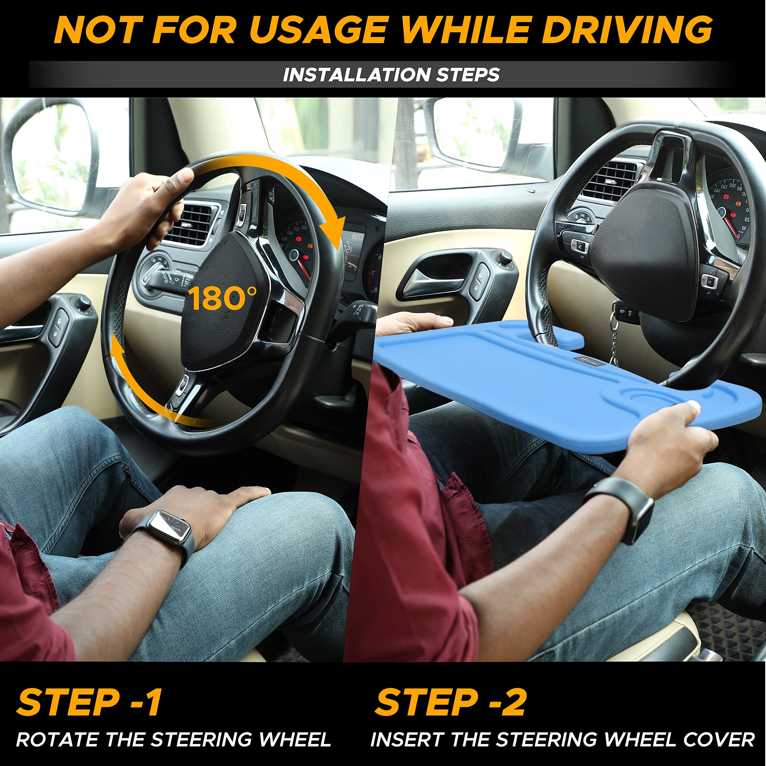 2 in 1 Car Steering Wheel Desk EcoNour Easy Mount Laptop Holder Tray